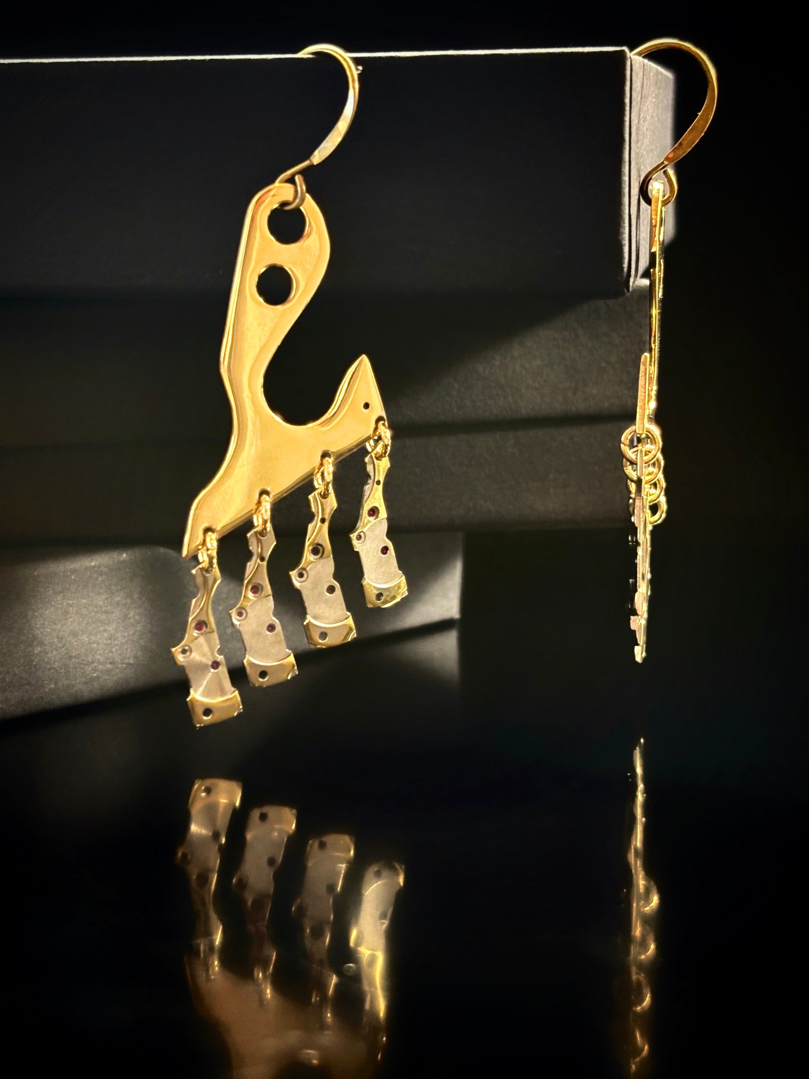 Statement Kinetic Earrings with Vintage Watch Parts - Bitácora Collection - Chime