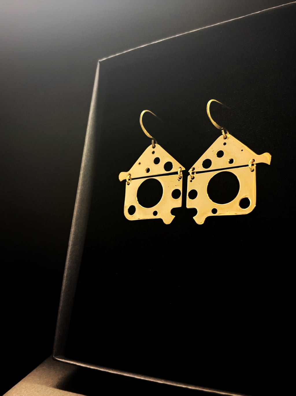 Architectural Articulated Earrings with Reclaimed Watch Parts - Bitácora Collection - Haven