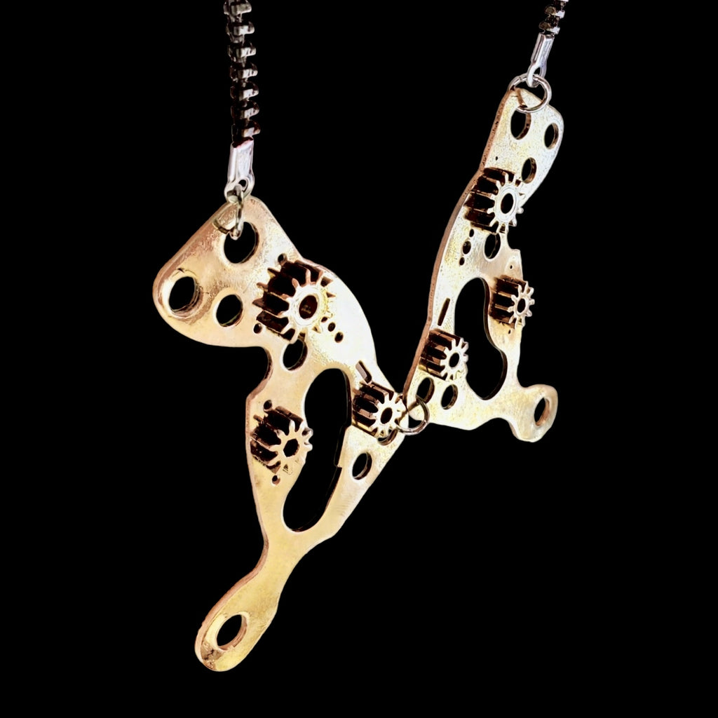 Butterfly – Bronze Necklace – Articulated Mechanical Butterfly – Logbook Collection