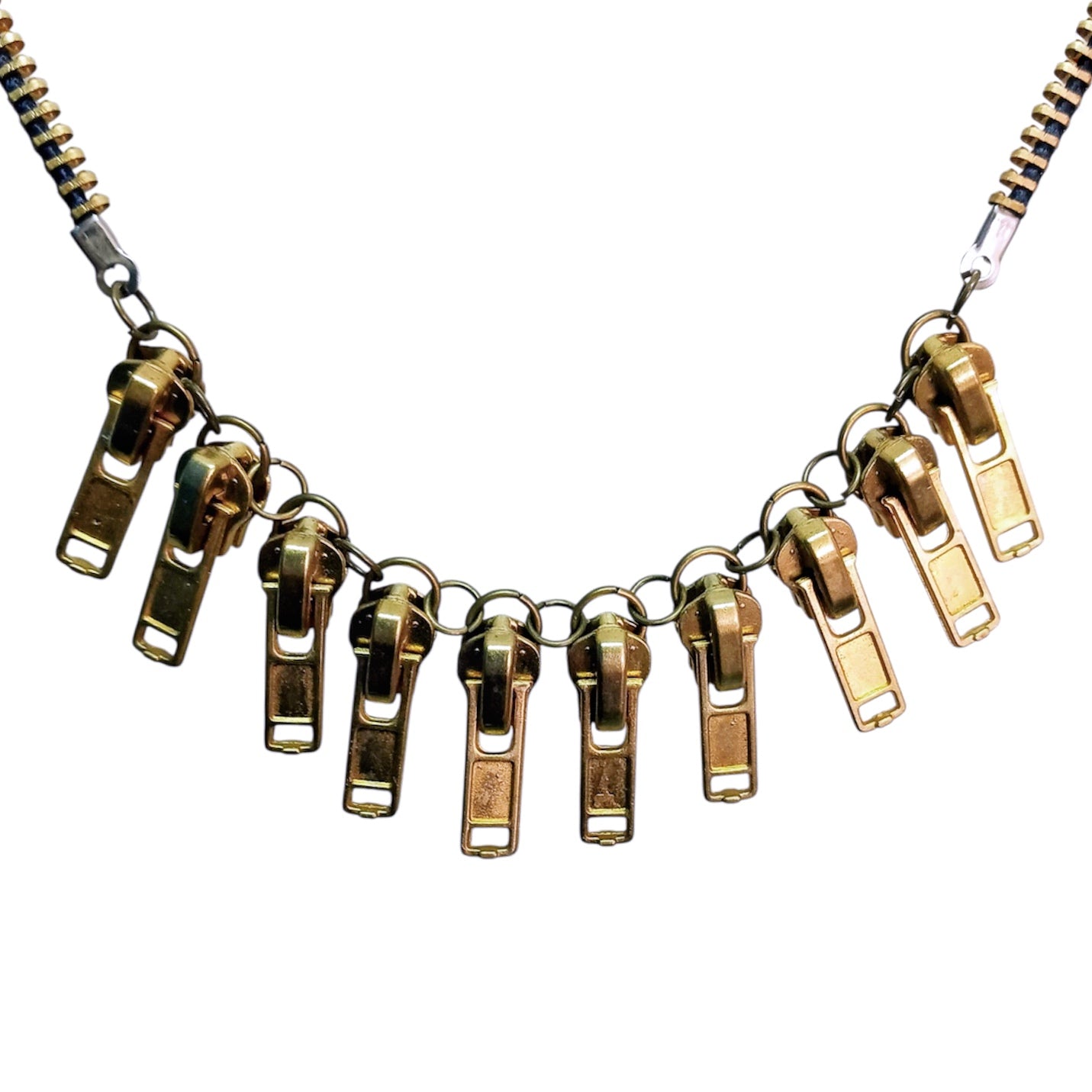 Closure – Mechanical Necklace with Bronze Zipper Sliders – Bitácora Collection