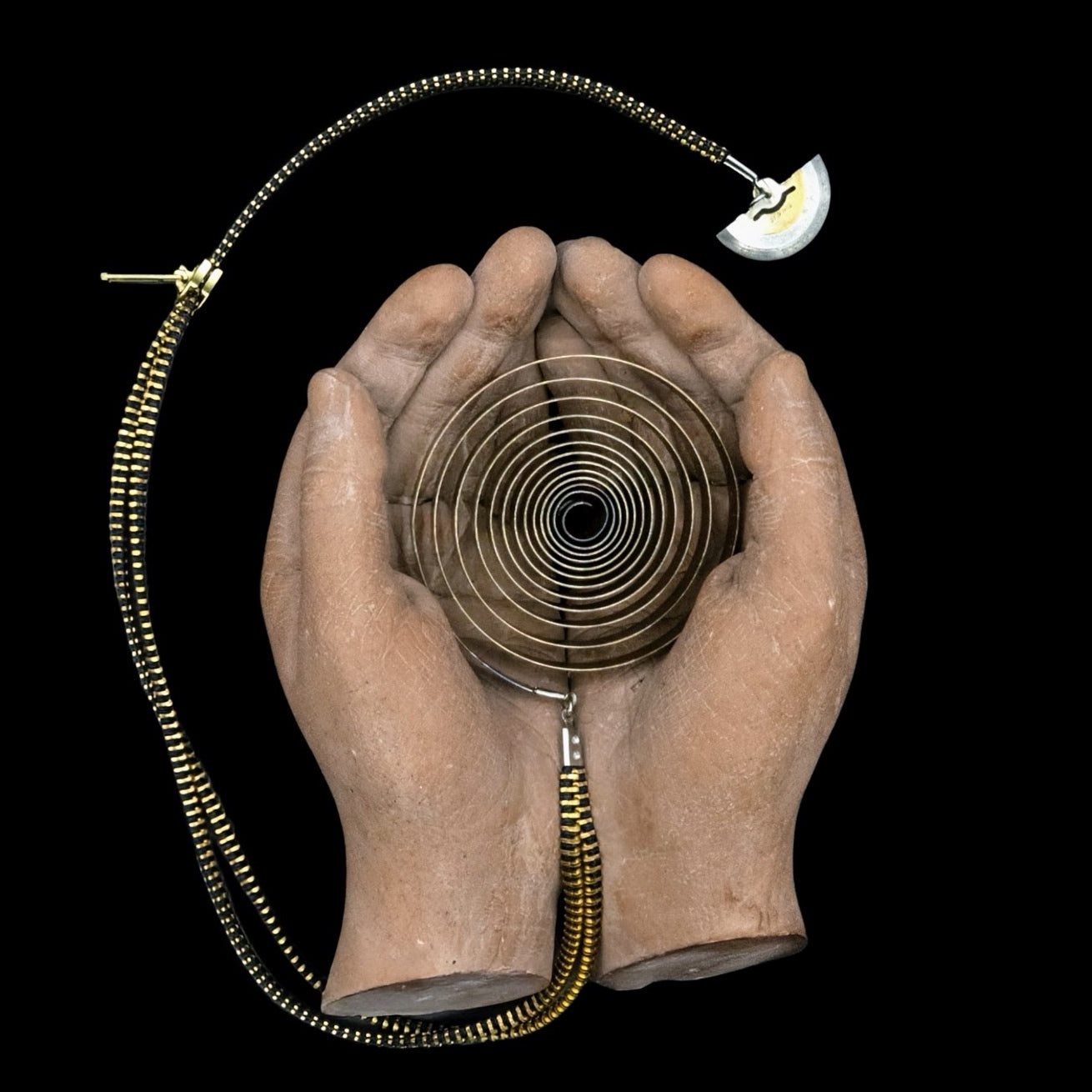 Spiral – Steel Pendant Necklace – Recovered Clock Mainspring – Bitácora Collection