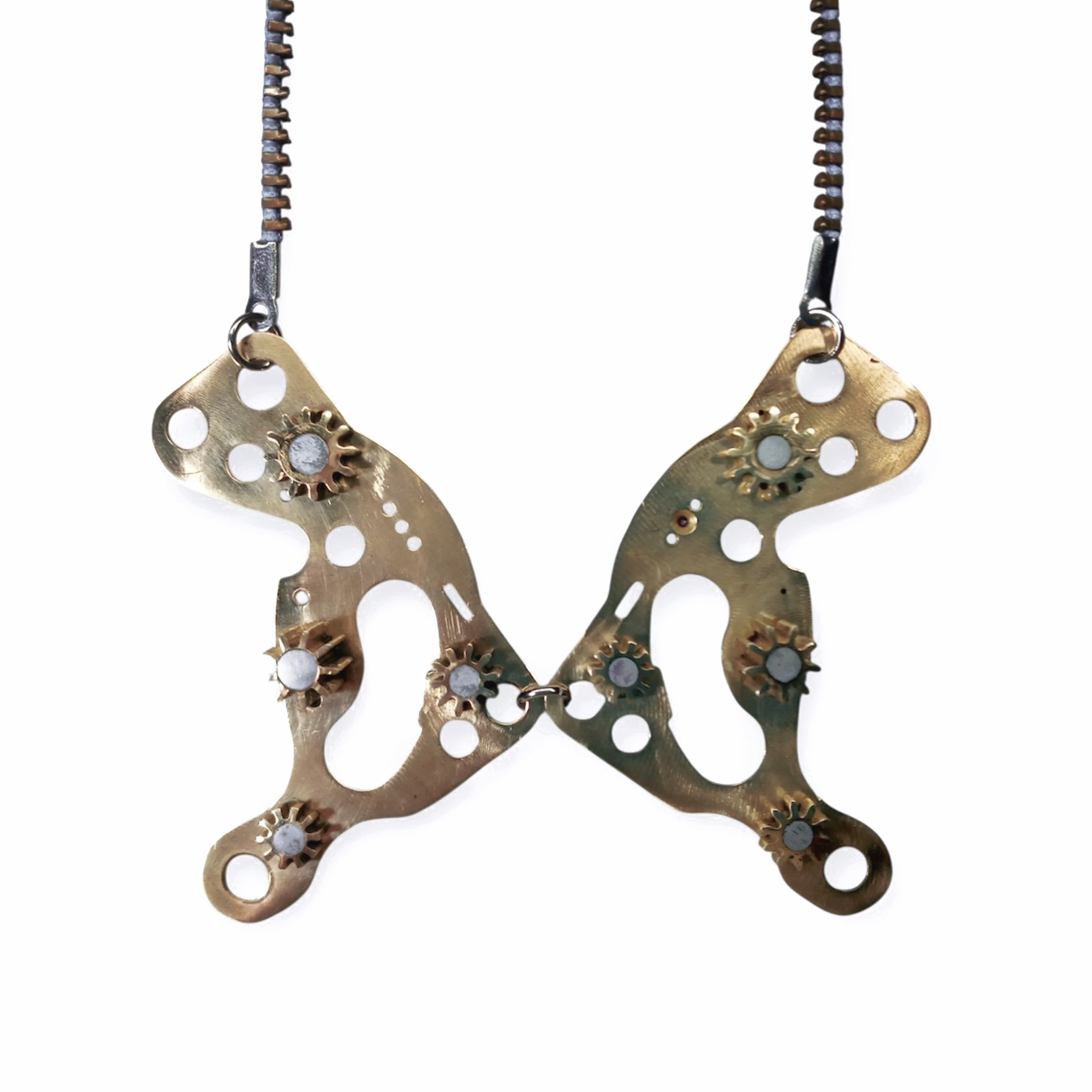 Butterfly – Bronze Necklace – Articulated Mechanical Butterfly – Logbook Collection