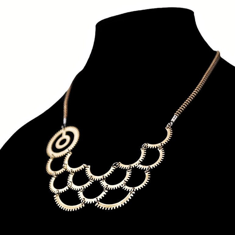 Interlace – Mechanical Necklace with Interwoven Vintage Watch Components – Bitácora Collection