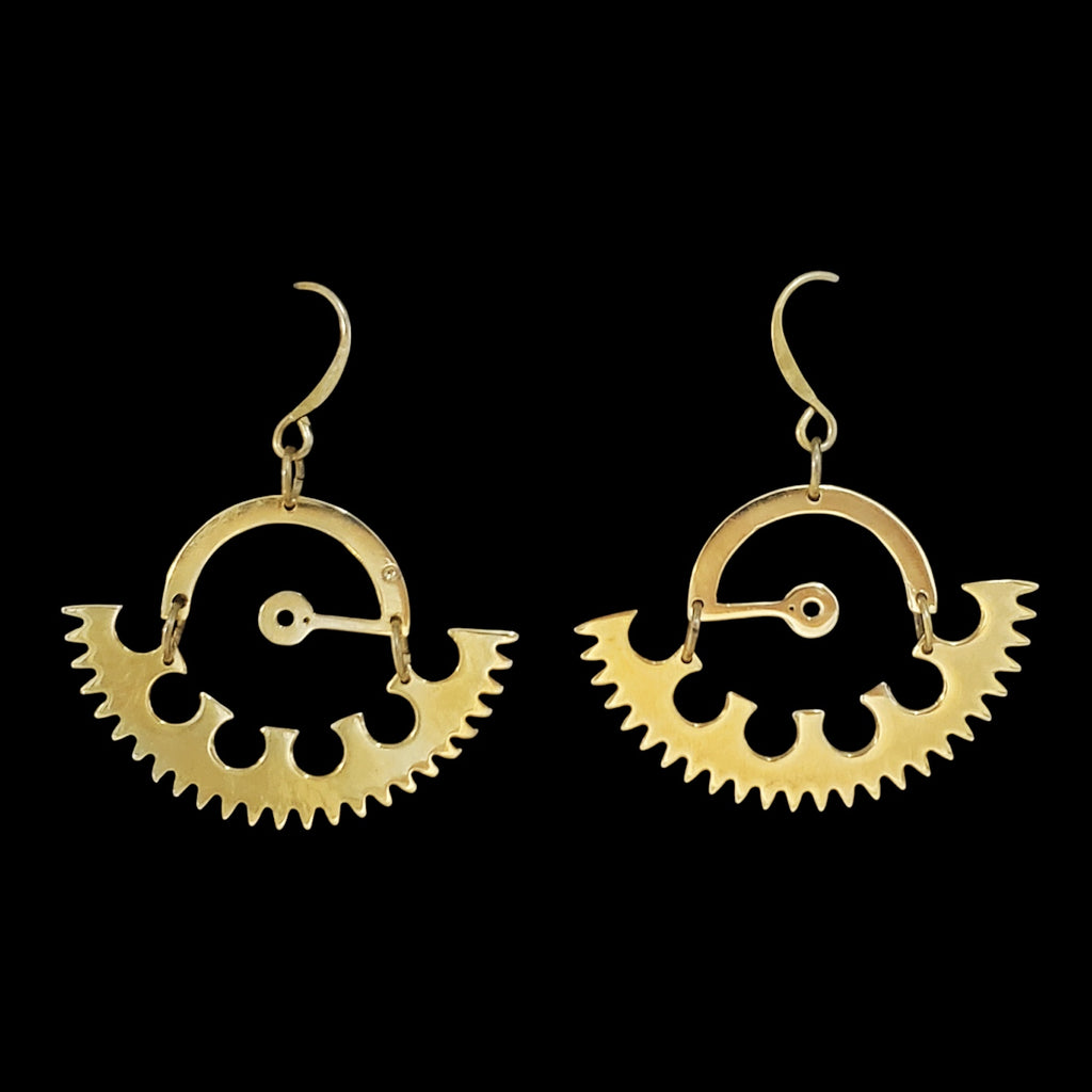 Bronze Earrings - Mechanical Detail Design - Bitácora Collection - Gaze