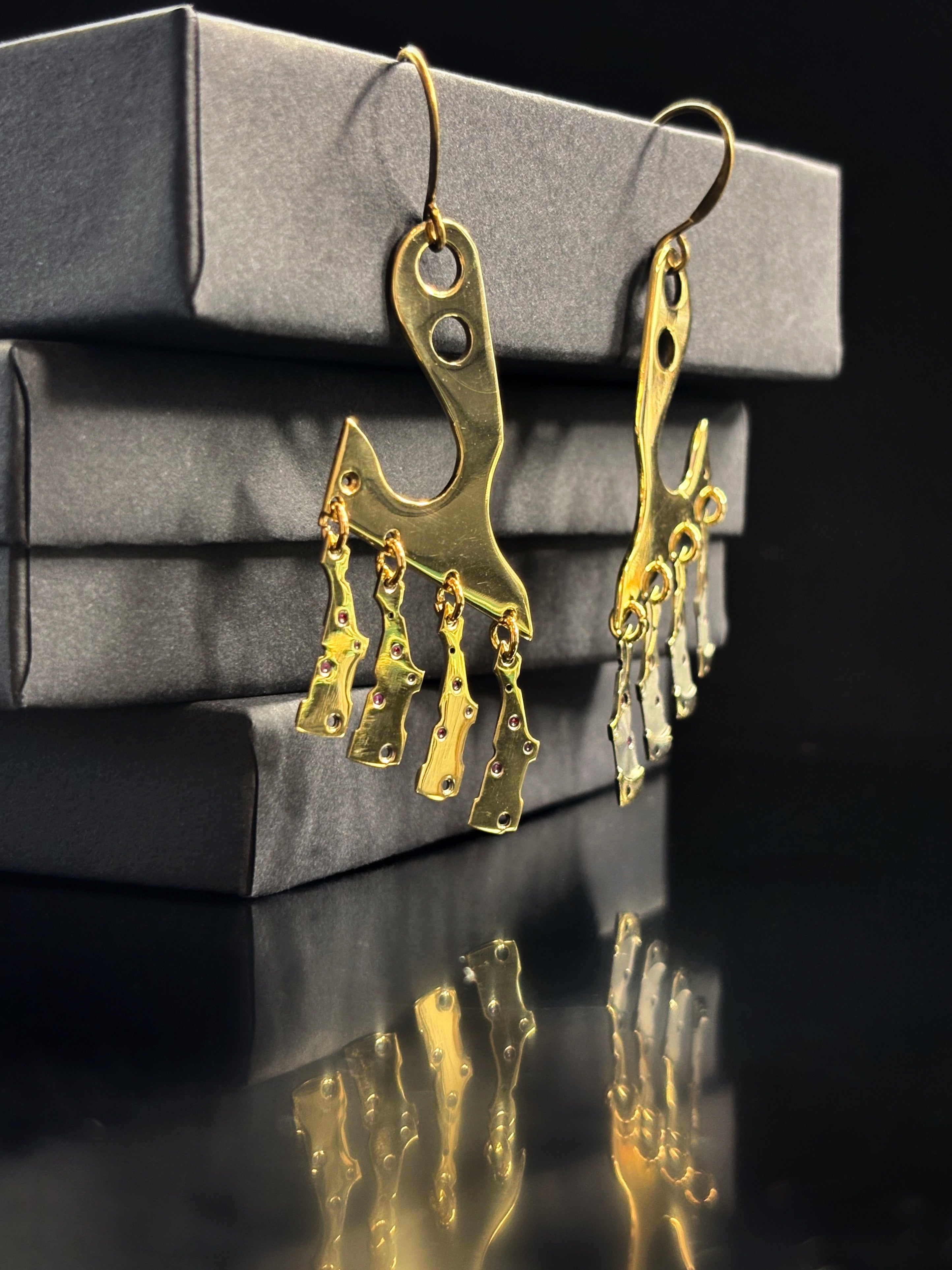 Statement Kinetic Earrings with Vintage Watch Parts - Bitácora Collection - Chime