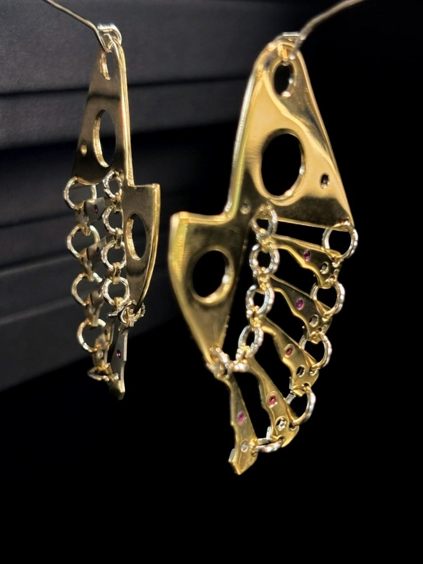Articulated Statement Earrings with Vintage Watch Parts – Bitácora Collection – Keel