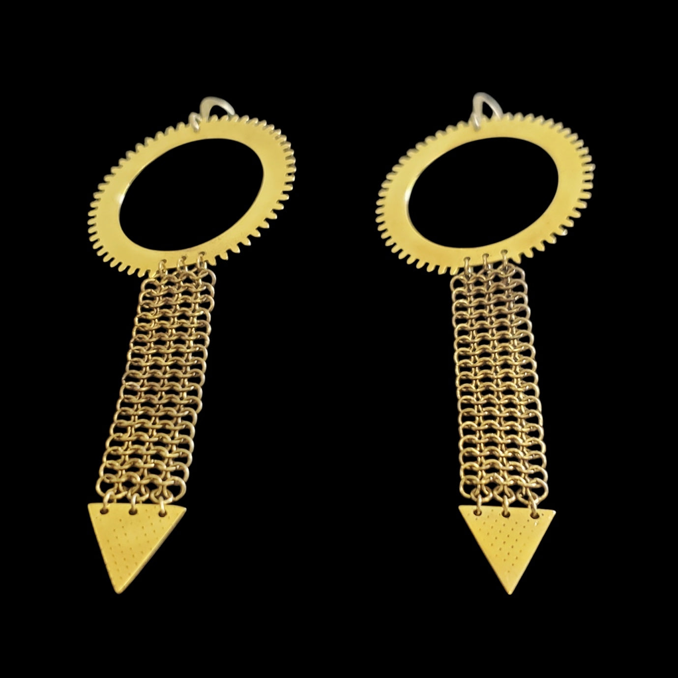 Pendulum – Bronze Earrings – Reclaimed Watch Gear & Kinetic Chain – Bitácora Collection