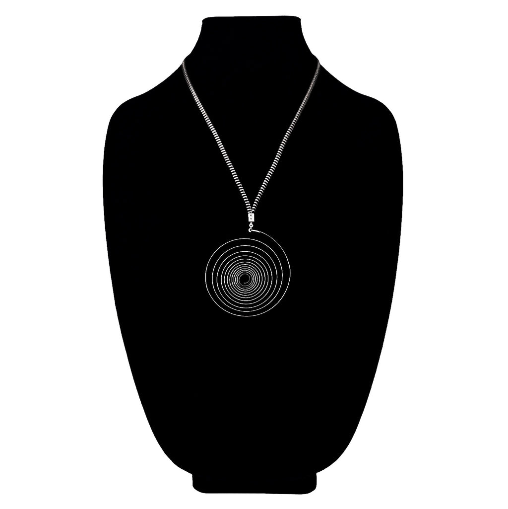 Spiral – Steel Pendant Necklace – Recovered Clock Mainspring – Bitácora Collection