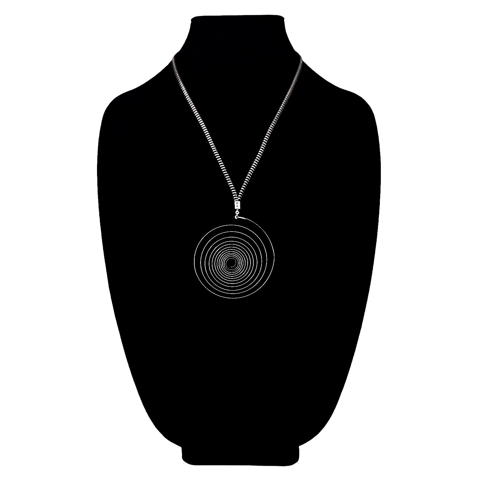 Spiral – Steel Pendant Necklace – Recovered Clock Mainspring – Bitácora Collection