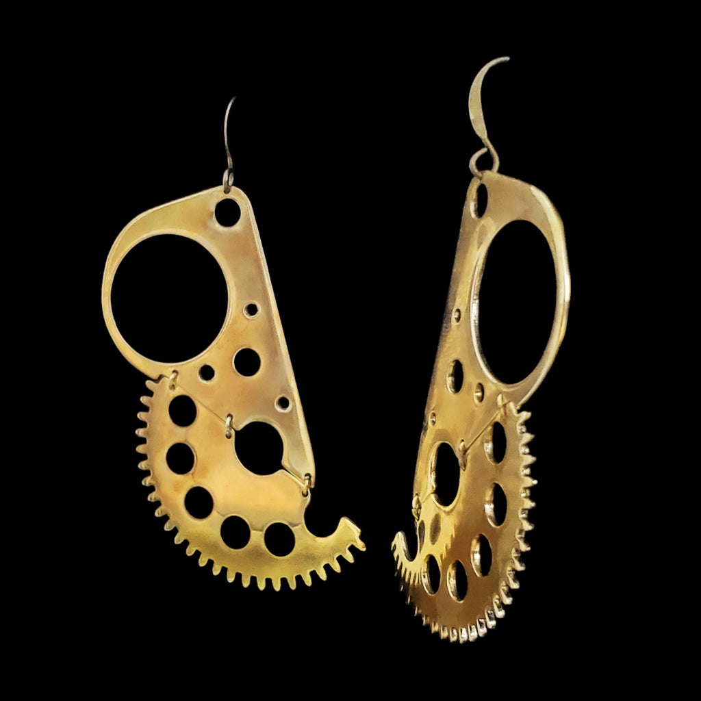 Cut – Bronze Earrings – Open Mechanical Segment – Bitácora Collection
