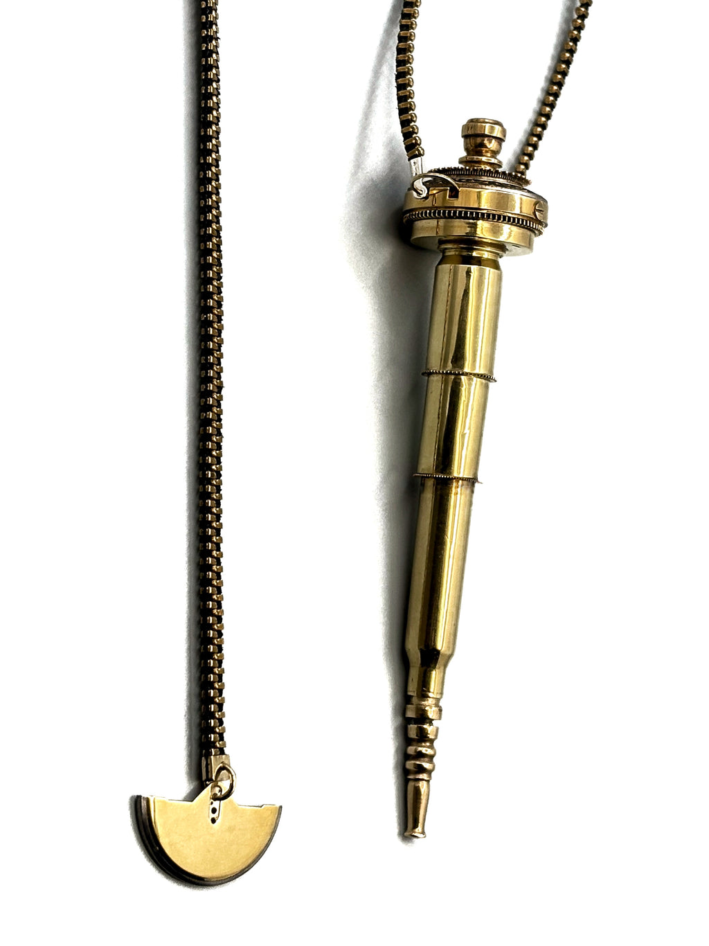 Sculptural Bronze Necklace - Linear Force and Mechanical Direction - Bitácora Collection - Propulsion