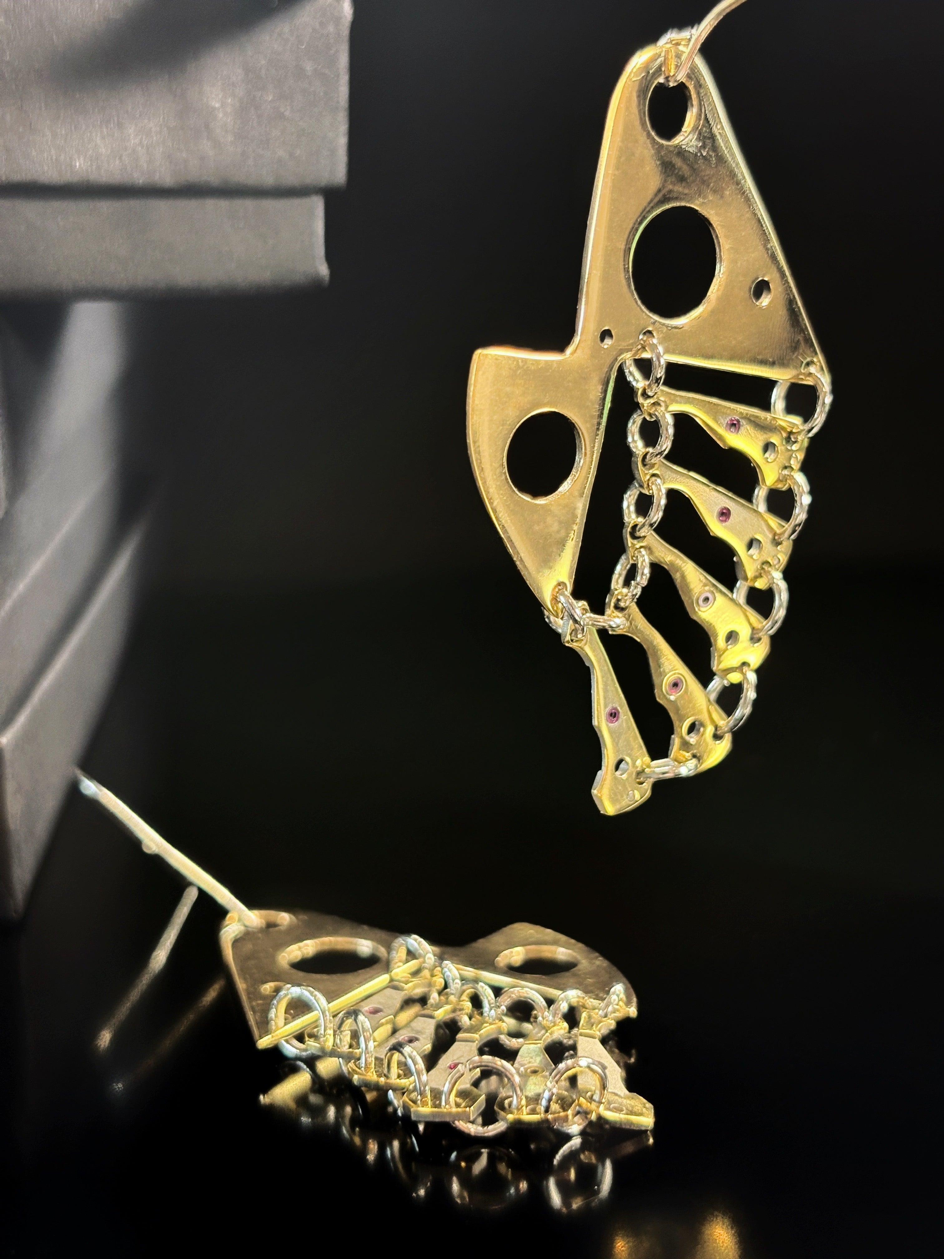 Articulated Statement Earrings with Vintage Watch Parts – Bitácora Collection – Keel