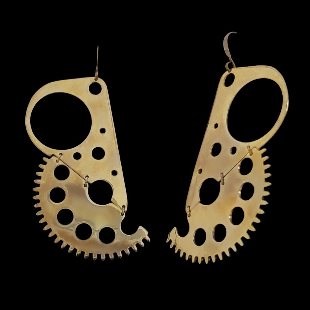 Cut – Bronze Earrings – Open Mechanical Segment – Bitácora Collection