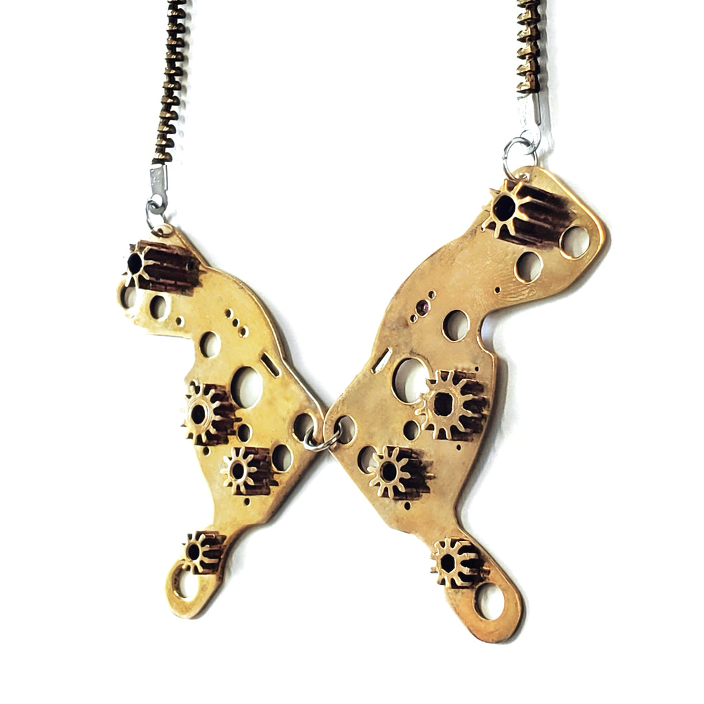 Butterfly – Bronze Necklace – Articulated Mechanical Butterfly – Logbook Collection