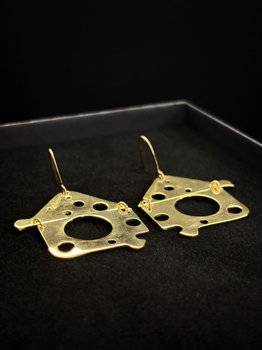 Architectural Articulated Earrings with Reclaimed Watch Parts - Bitácora Collection - Haven