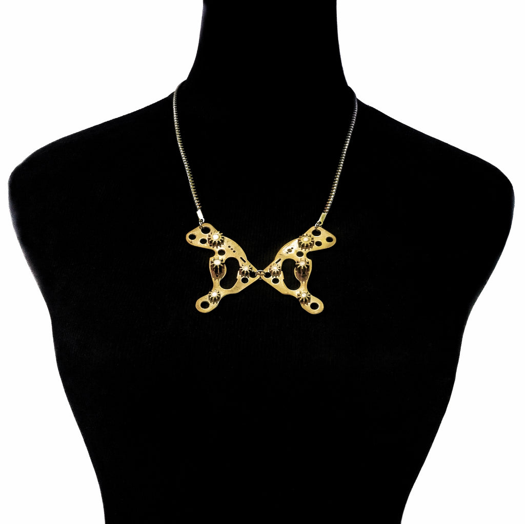 Butterfly – Bronze Necklace – Articulated Mechanical Butterfly – Logbook Collection