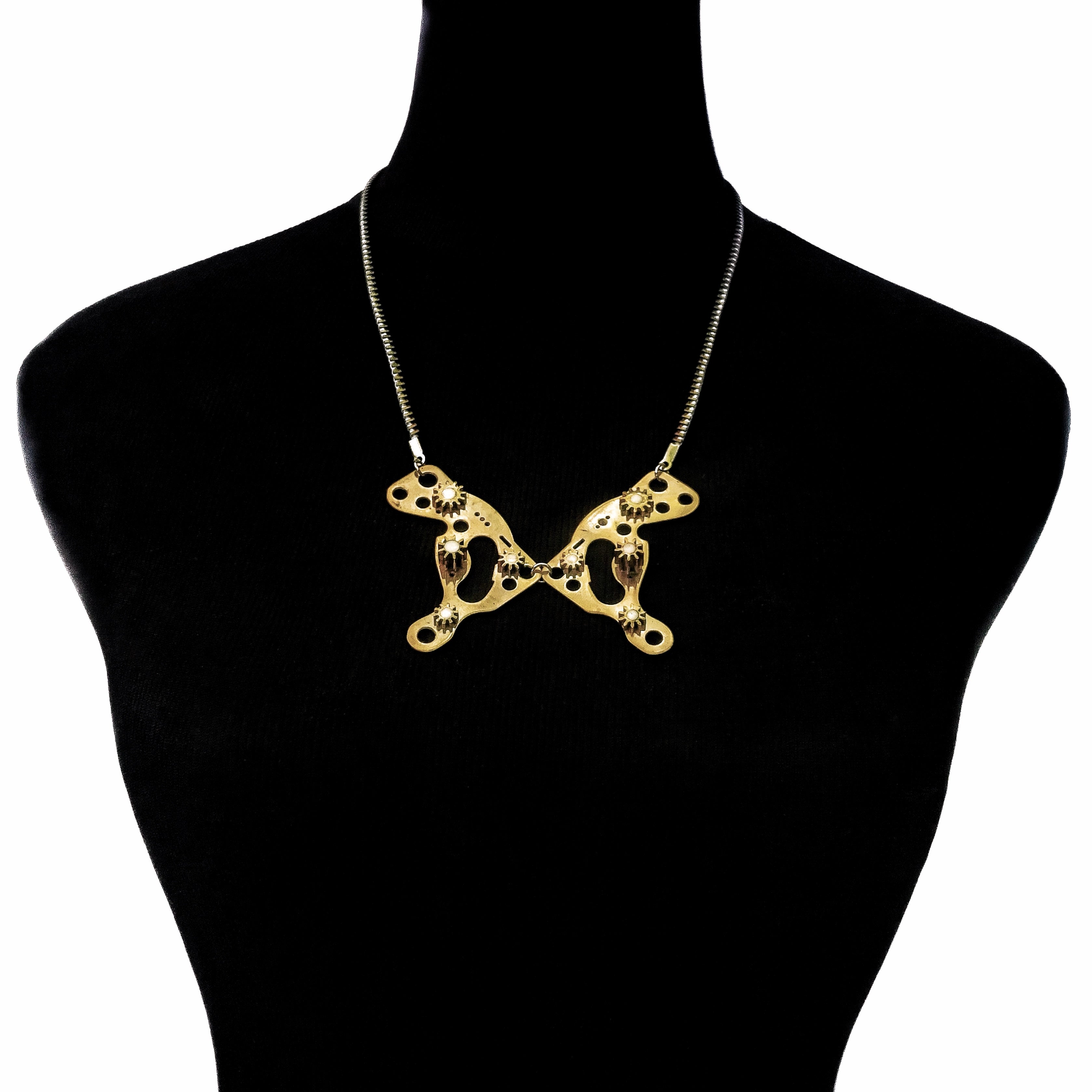 Butterfly – Bronze Necklace – Articulated Mechanical Butterfly – Logbook Collection