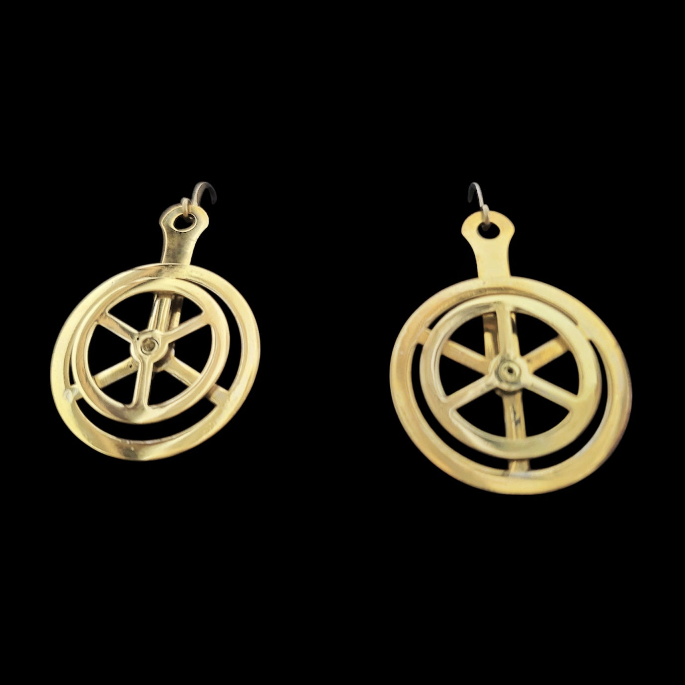 Wheels – Bronze Earrings – Circular Mechanical Form – Bitácora Collection
