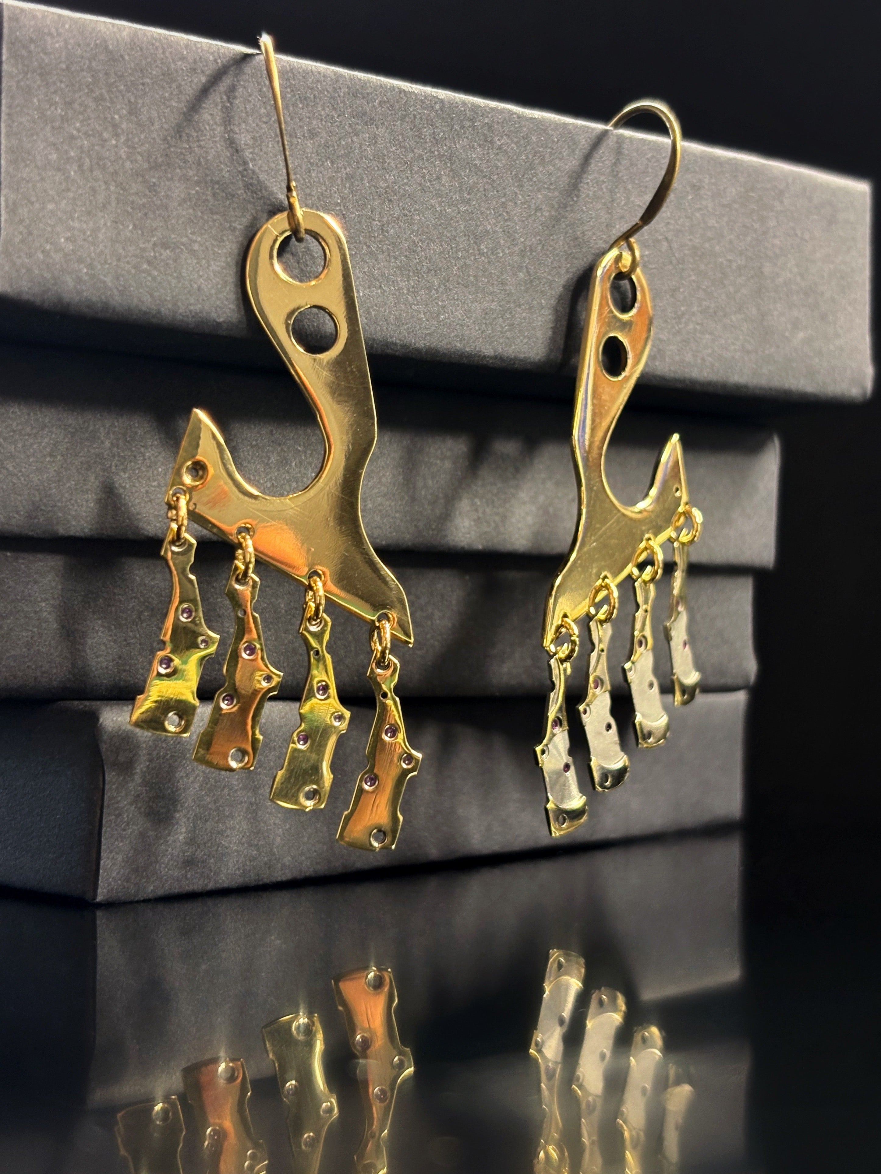 Statement Kinetic Earrings with Vintage Watch Parts - Bitácora Collection - Chime