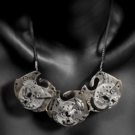 Triad – Mechanical Necklace with Layered Watch Plates – Bitácora Collection