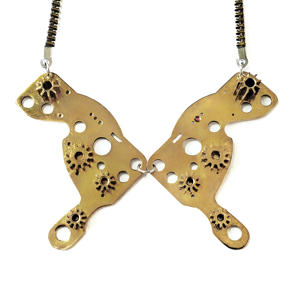 Butterfly – Bronze Necklace – Articulated Mechanical Butterfly – Logbook Collection