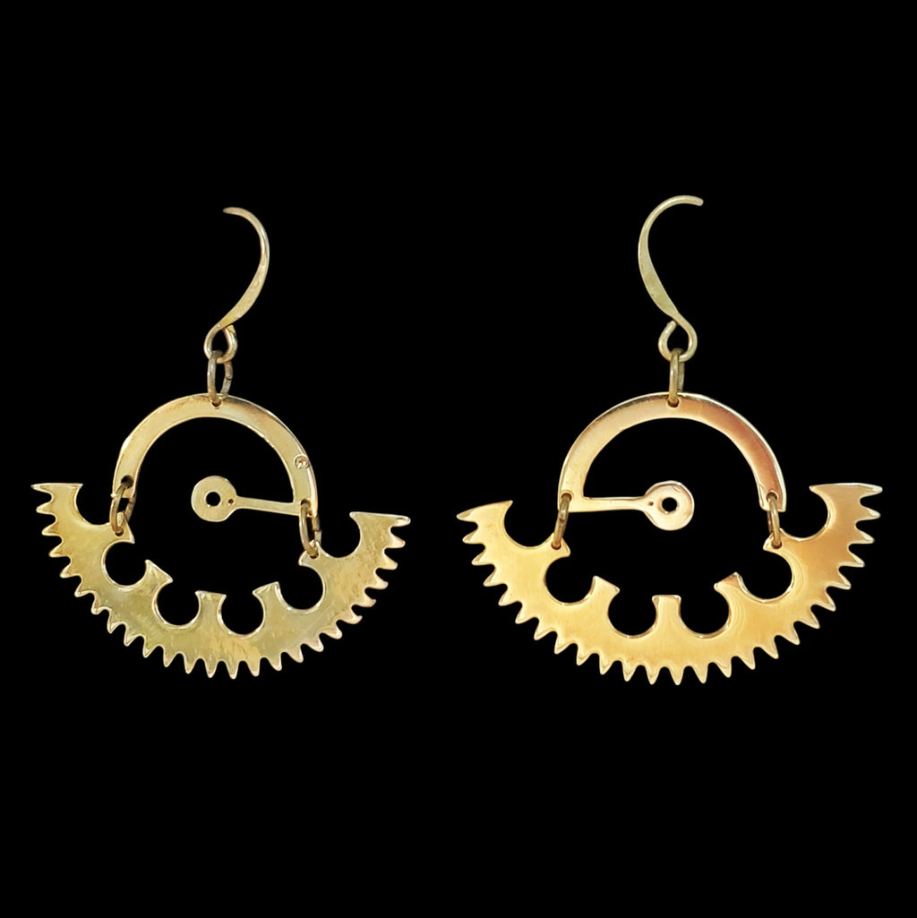 Bronze Earrings - Mechanical Detail Design - Bitácora Collection - Gaze