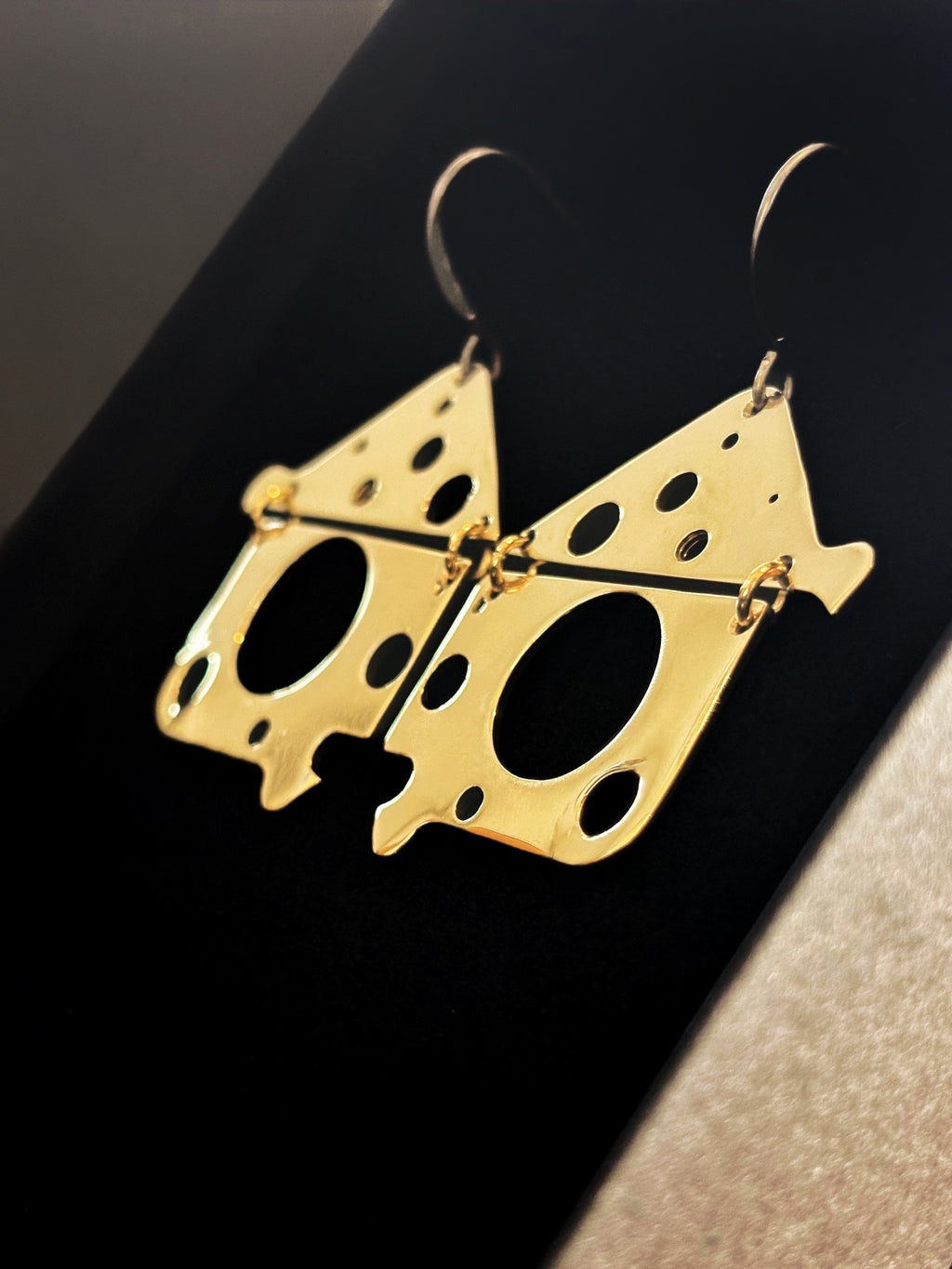 Architectural Articulated Earrings with Reclaimed Watch Parts - Bitácora Collection - Haven