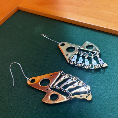 Articulated Statement Earrings with Vintage Watch Parts – Bitácora Collection – Keel