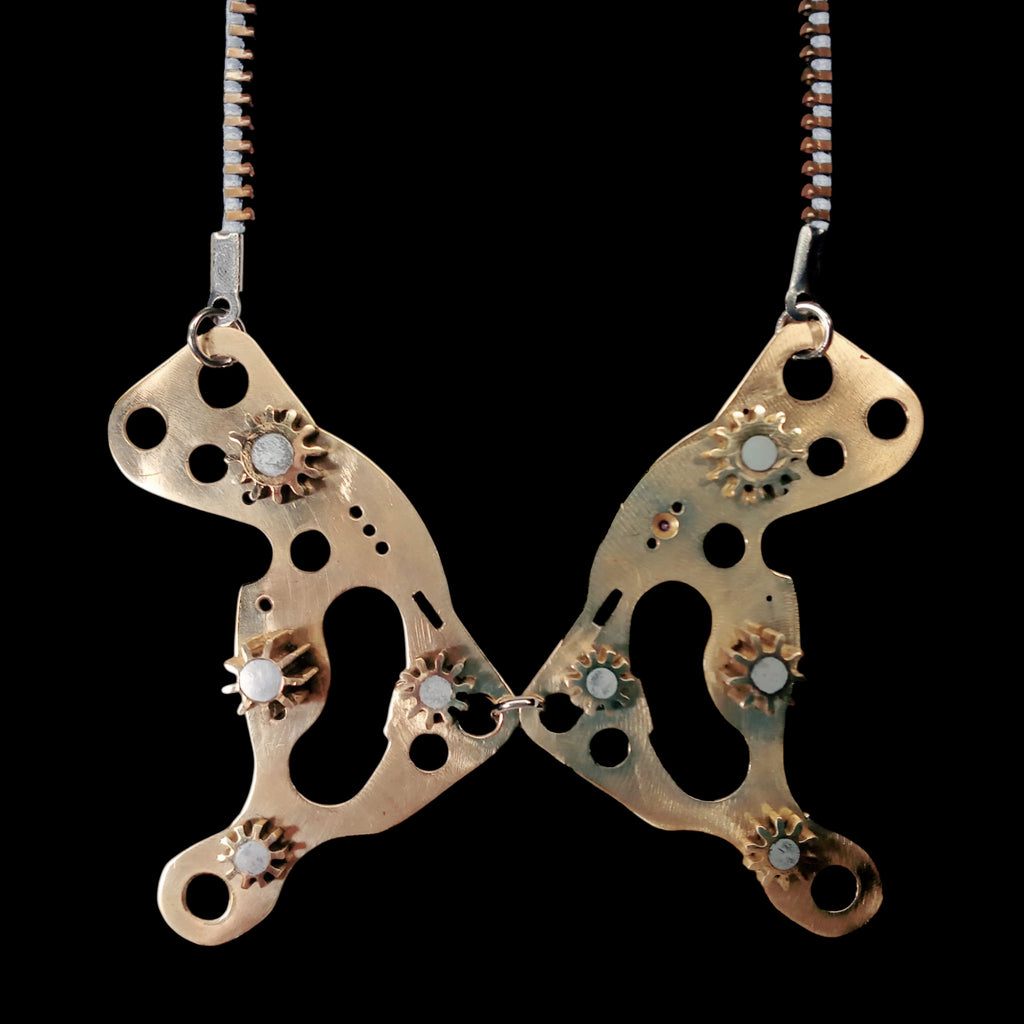 Butterfly – Bronze Necklace – Articulated Mechanical Butterfly – Logbook Collection