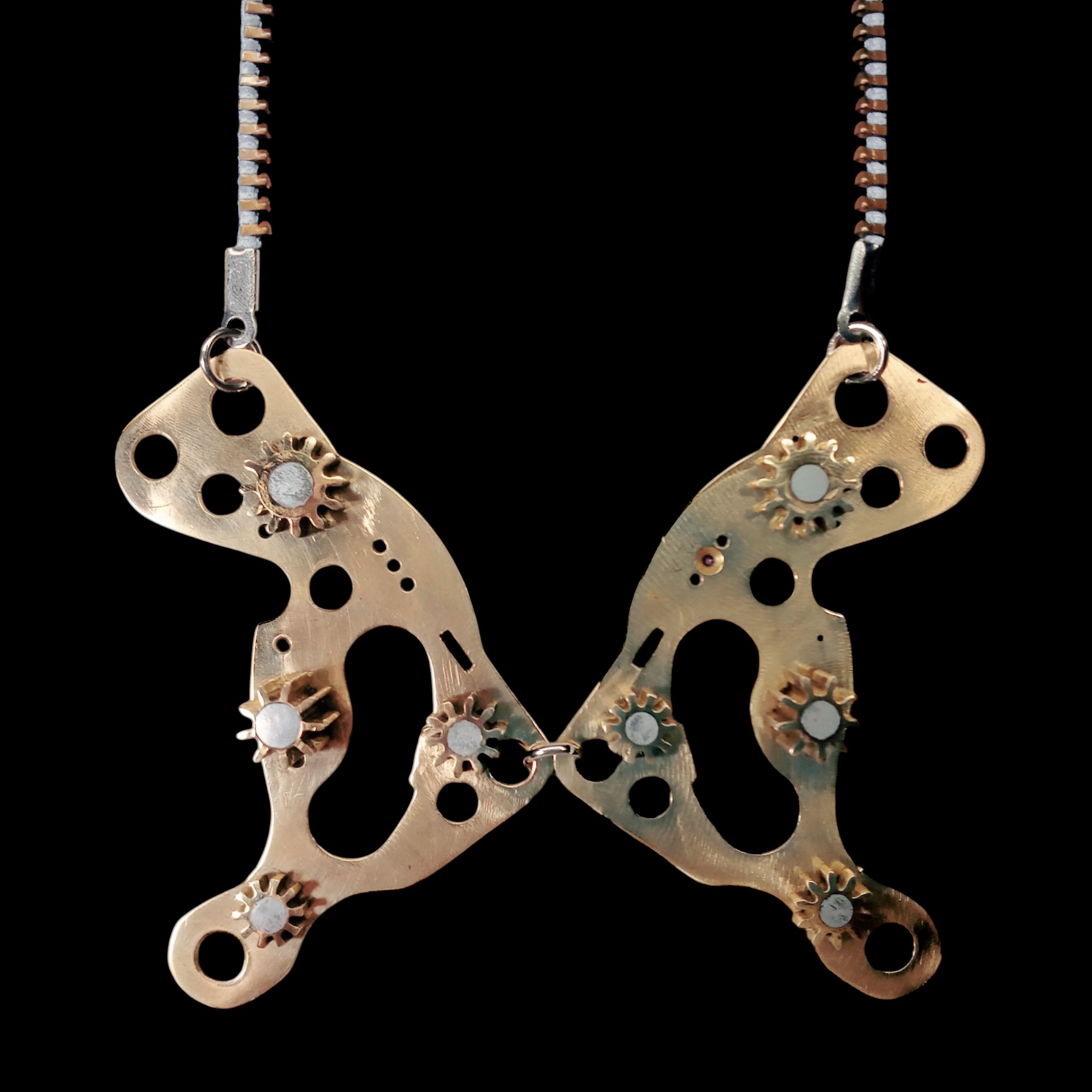Butterfly – Bronze Necklace – Articulated Mechanical Butterfly – Logbook Collection