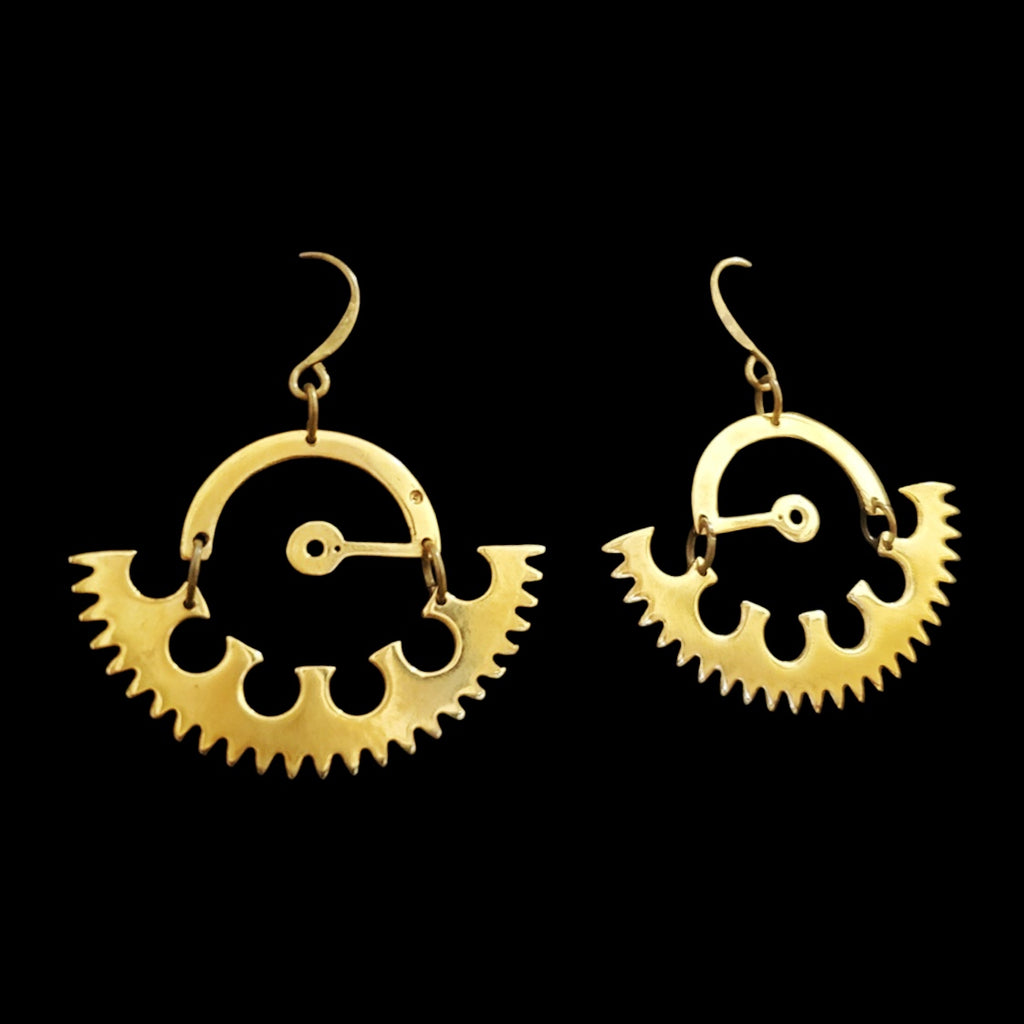 Bronze Earrings - Mechanical Detail Design - Bitácora Collection - Gaze