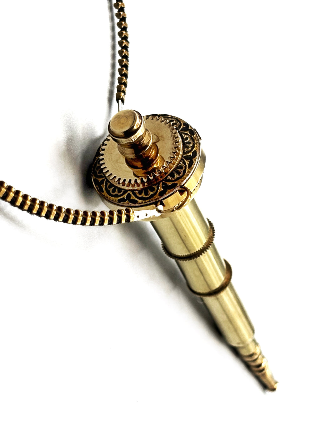 Sculptural Bronze Necklace - Linear Force and Mechanical Direction - Bitácora Collection - Propulsion