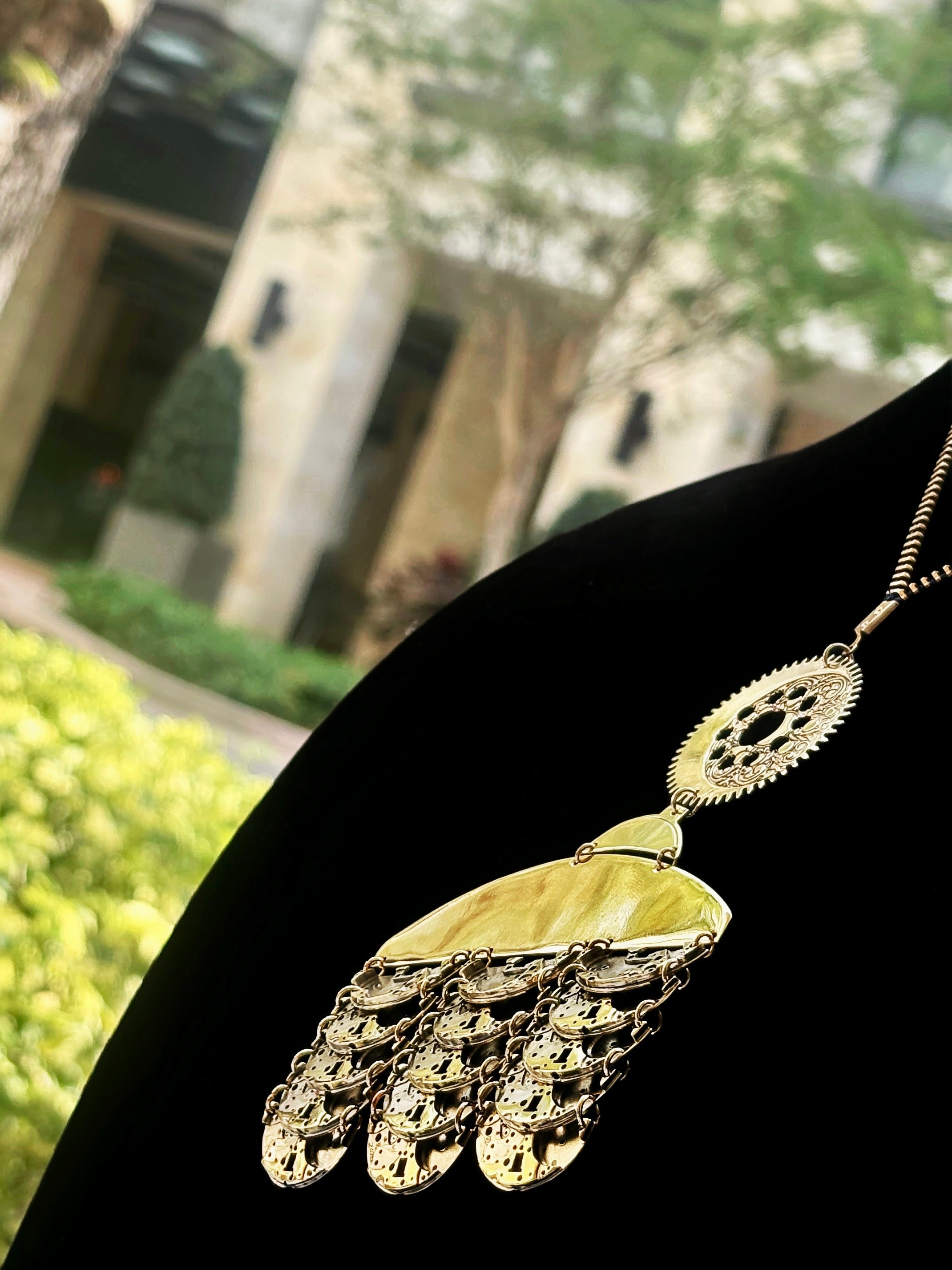 Sculptural Bronze Necklace - Layered Modular Field - Bitácora Collection - Strata
