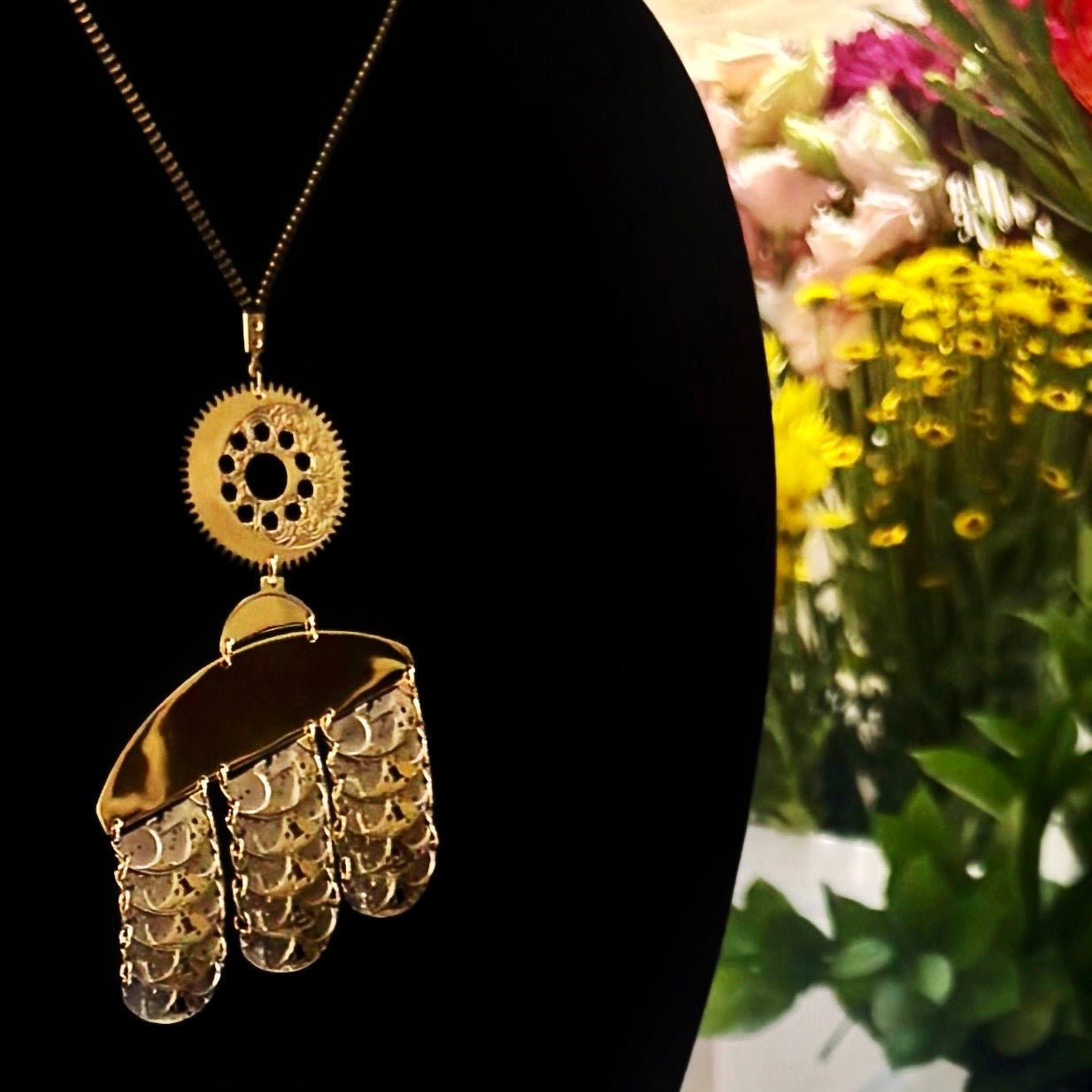 Sculptural Bronze Necklace - Layered Modular Field - Bitácora Collection - Strata