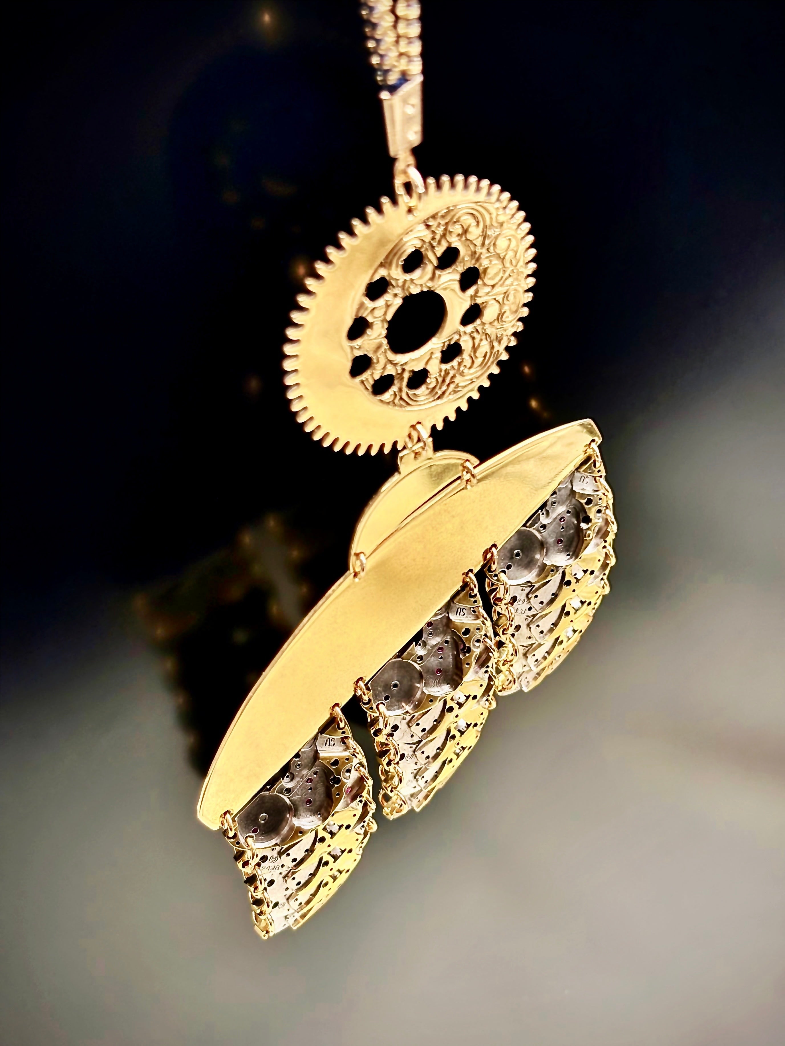Sculptural Bronze Necklace - Layered Modular Field - Bitácora Collection - Strata