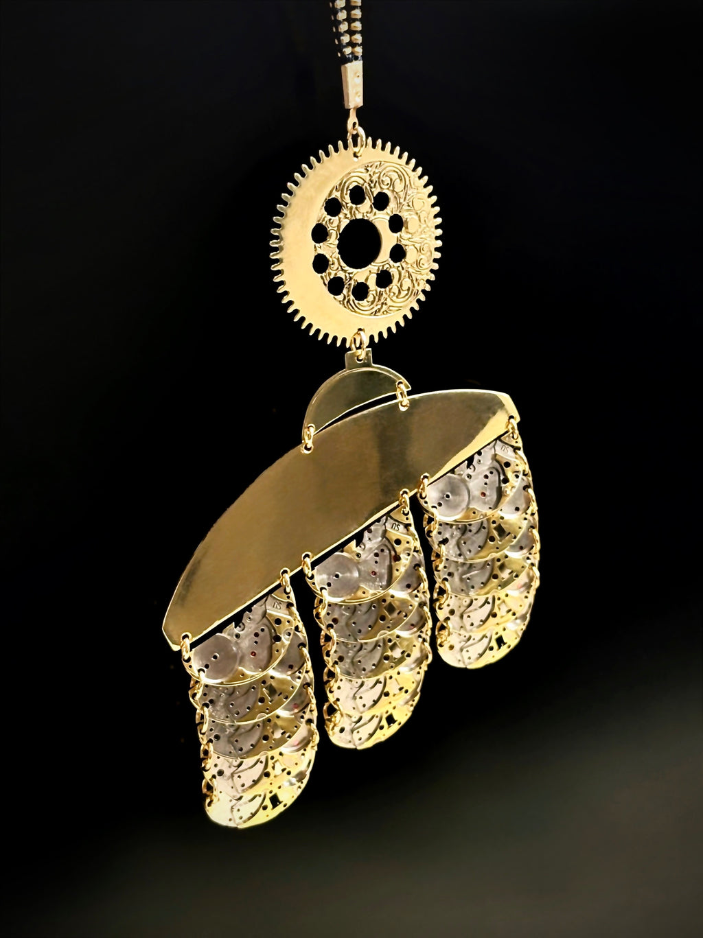 Sculptural Bronze Necklace - Layered Modular Field - Bitácora Collection - Strata