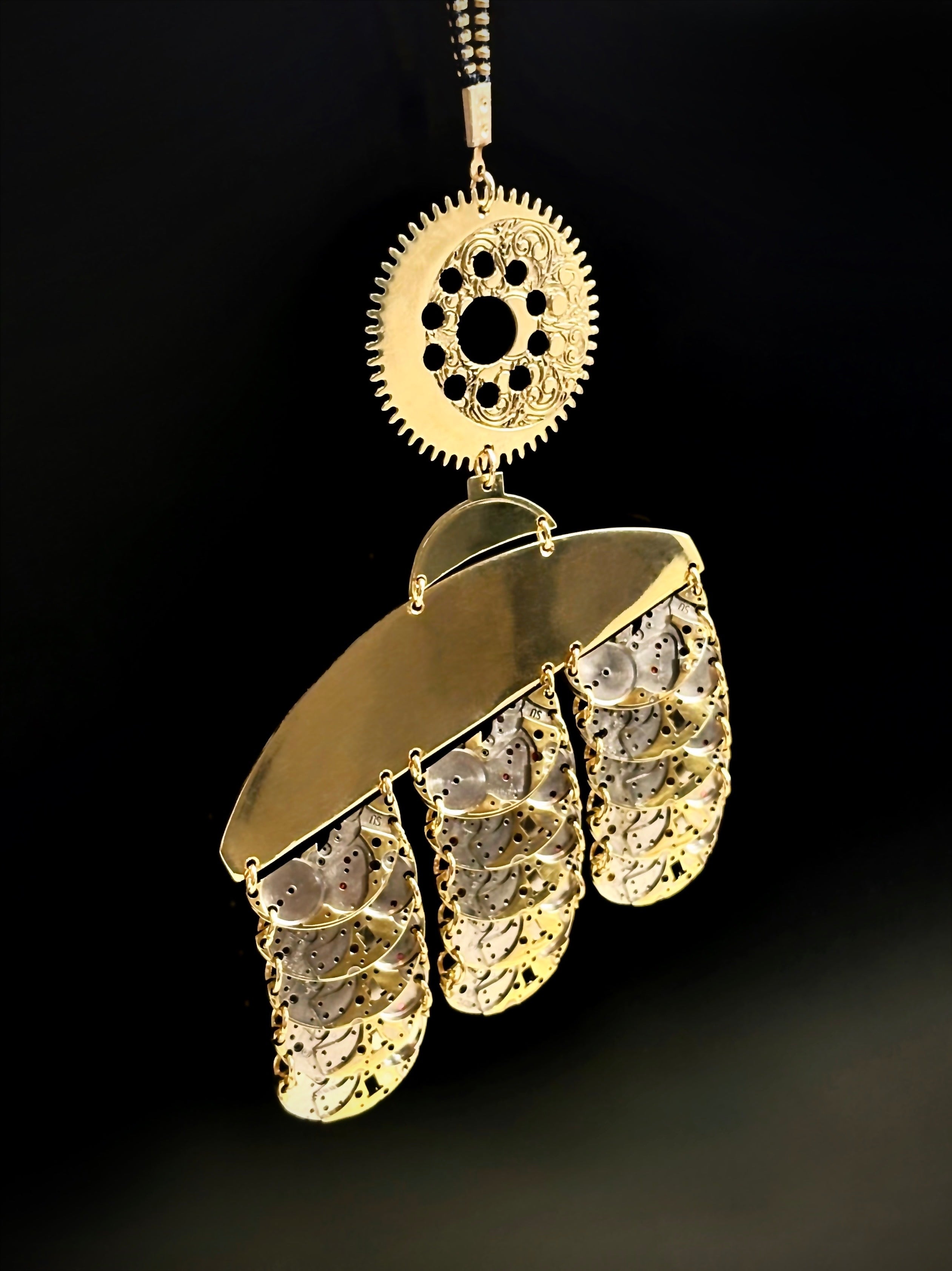 Sculptural Bronze Necklace - Layered Modular Field - Bitácora Collection - Strata