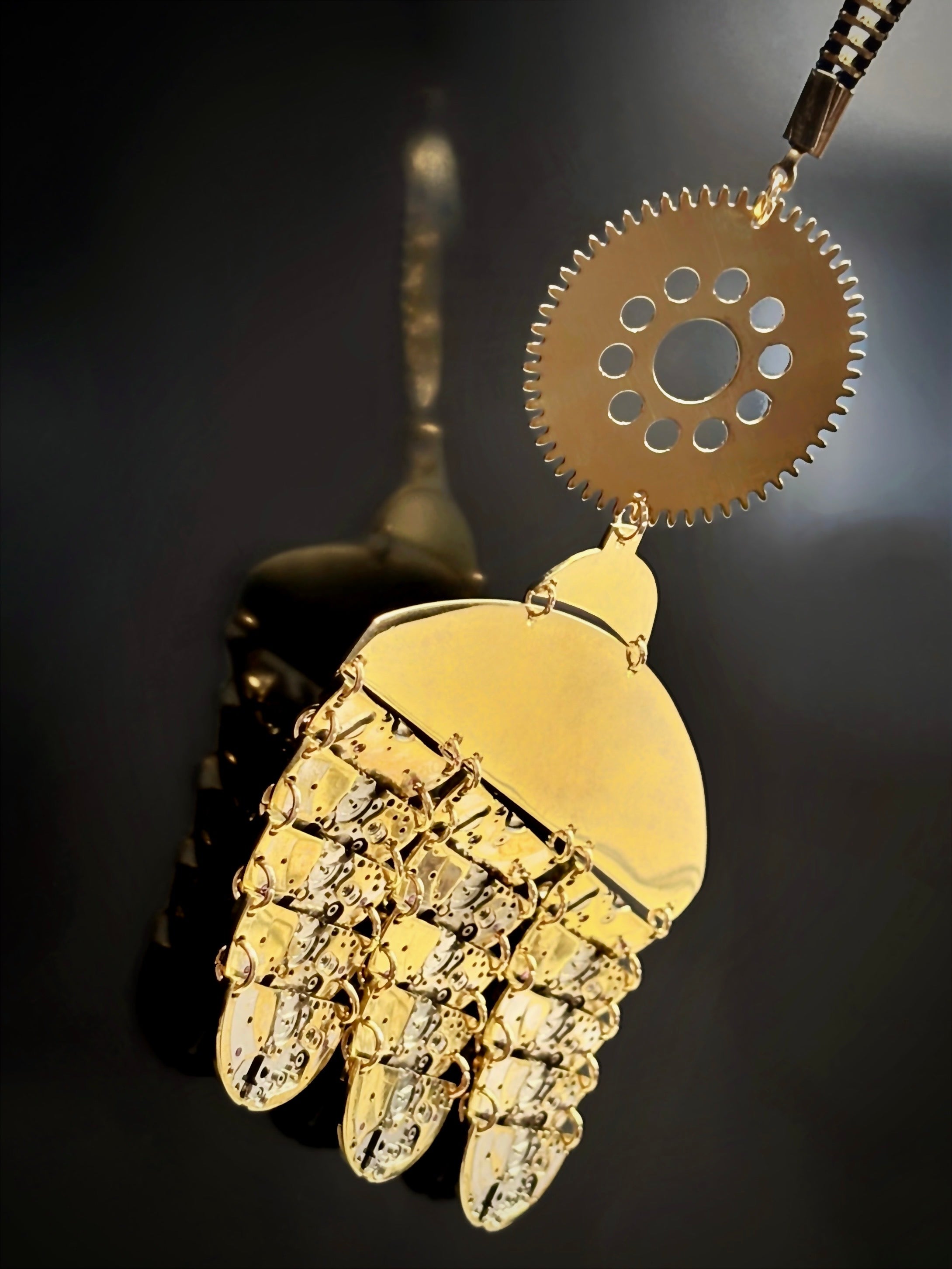 Sculptural Bronze Necklace - Layered Modular Field - Bitácora Collection - Strata