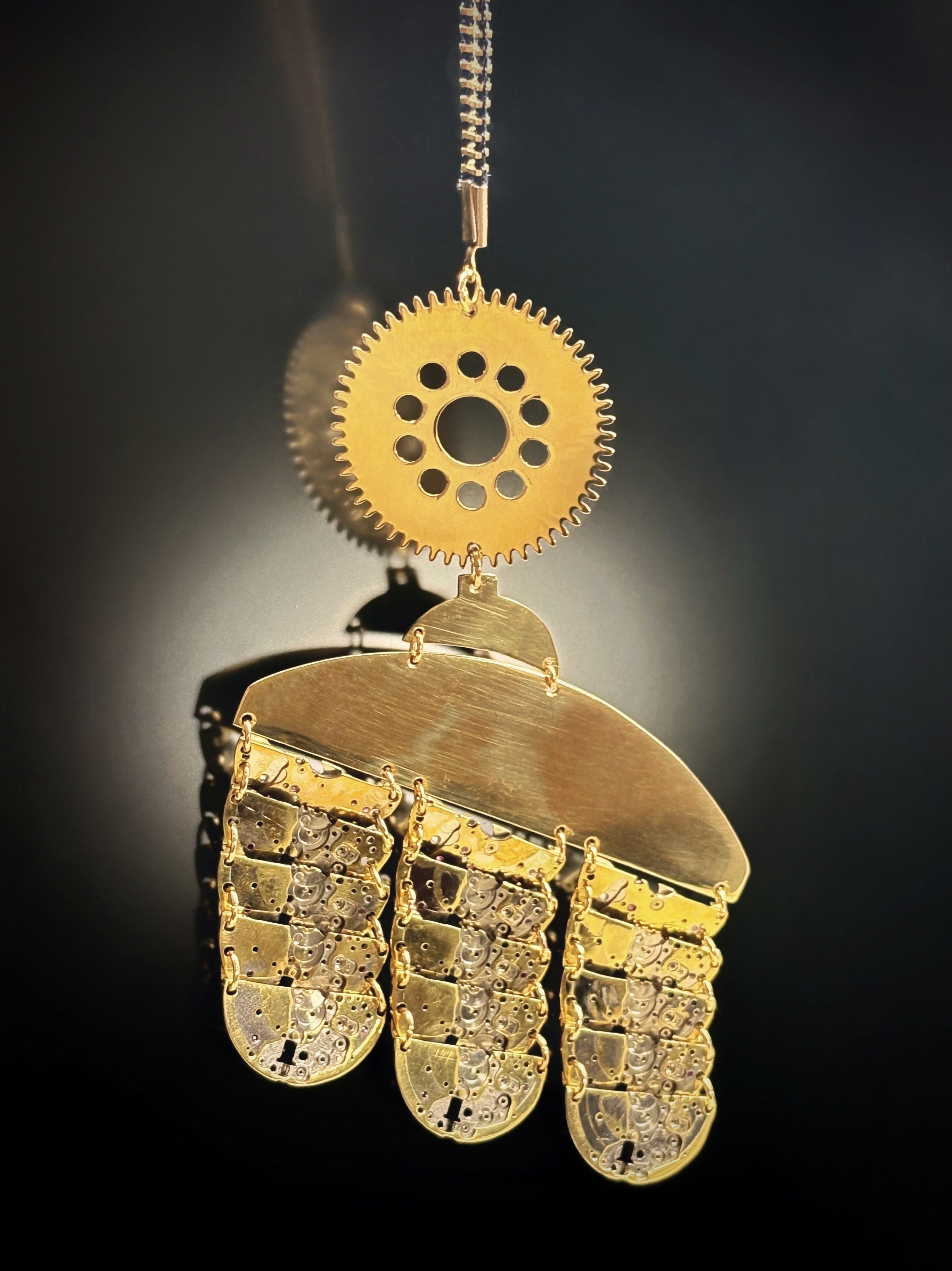 Sculptural Bronze Necklace - Layered Modular Field - Bitácora Collection - Strata