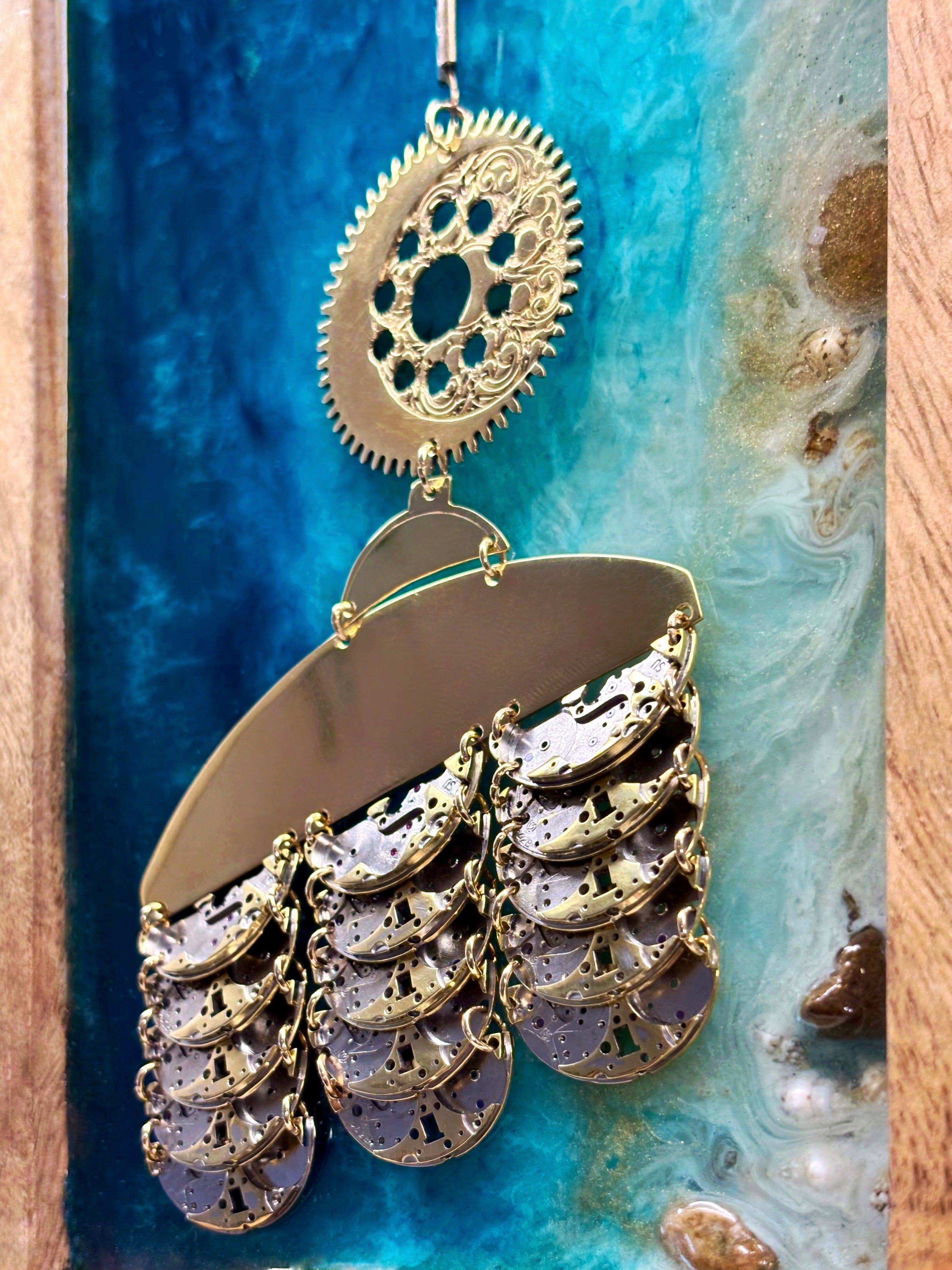 Sculptural Bronze Necklace - Layered Modular Field - Bitácora Collection - Strata