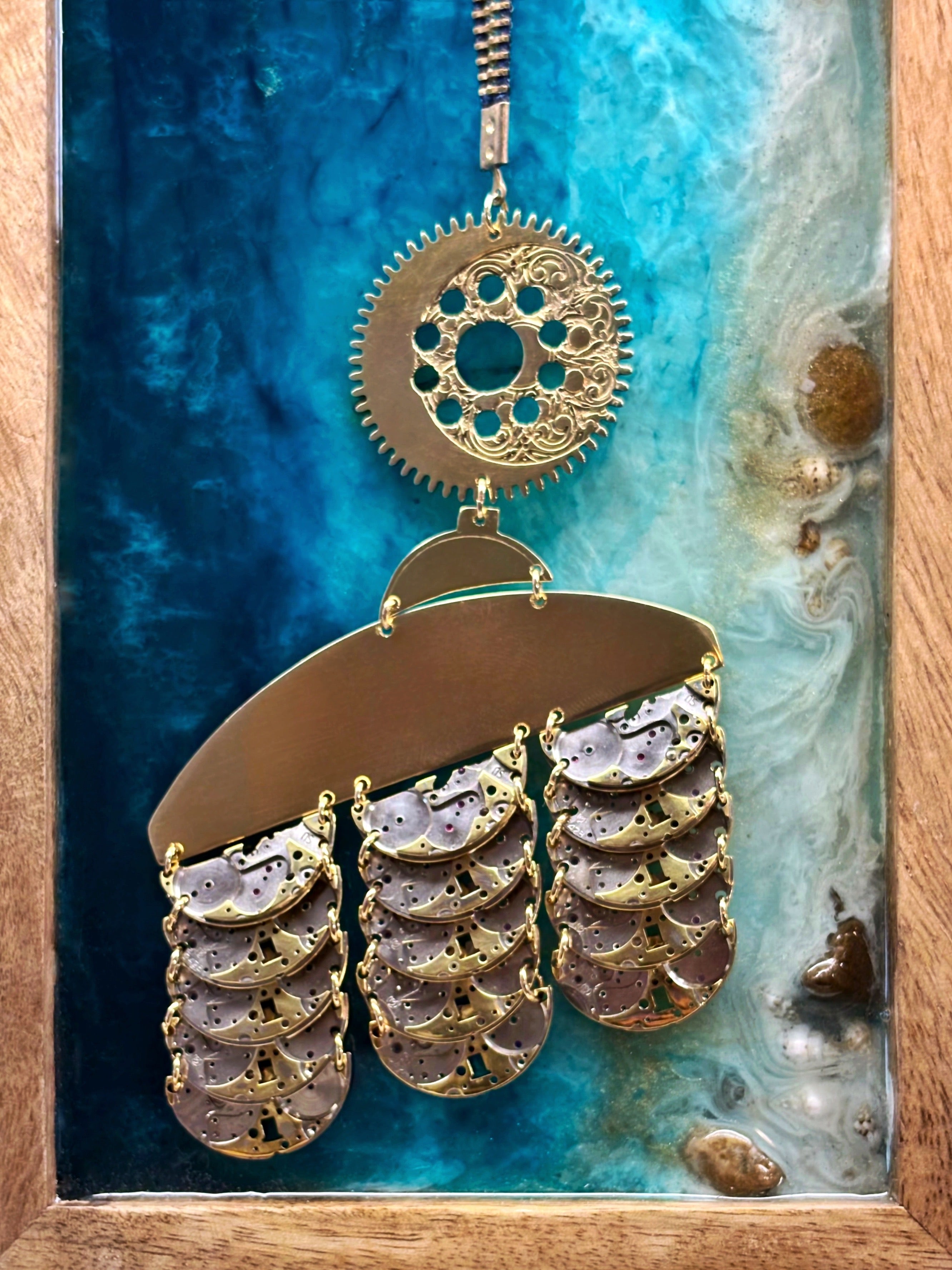 Sculptural Bronze Necklace - Layered Modular Field - Bitácora Collection - Strata
