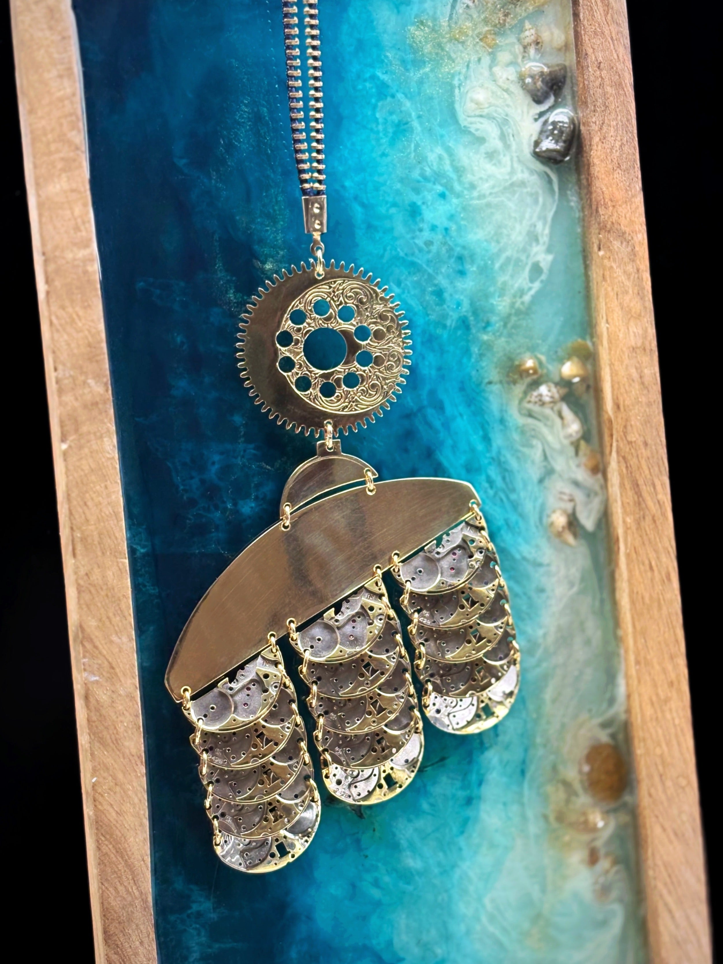 Sculptural Bronze Necklace - Layered Modular Field - Bitácora Collection - Strata
