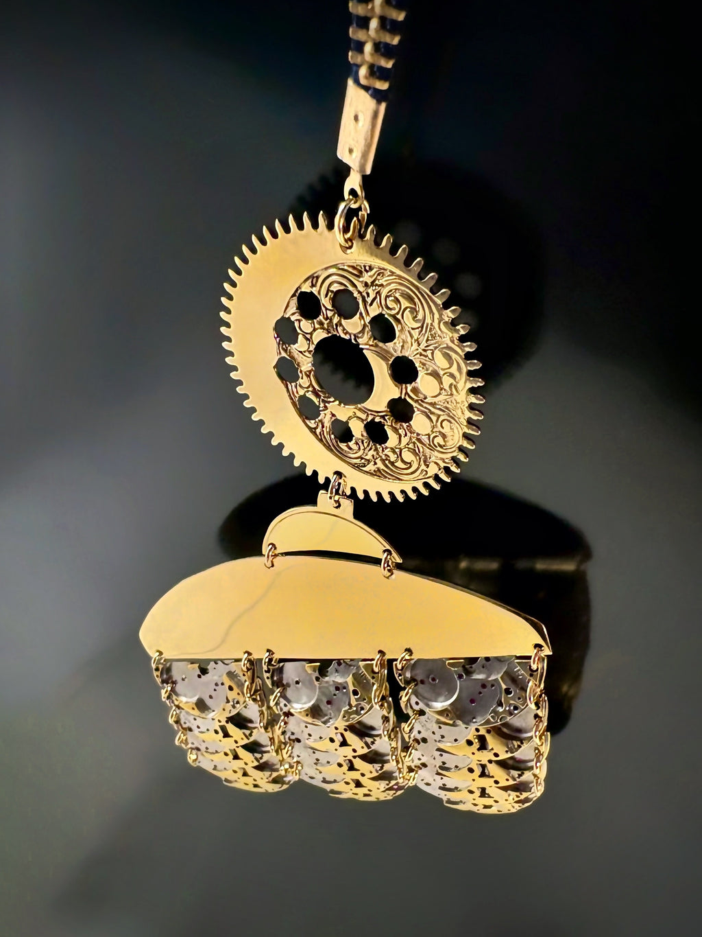 Sculptural Bronze Necklace - Layered Modular Field - Bitácora Collection - Strata