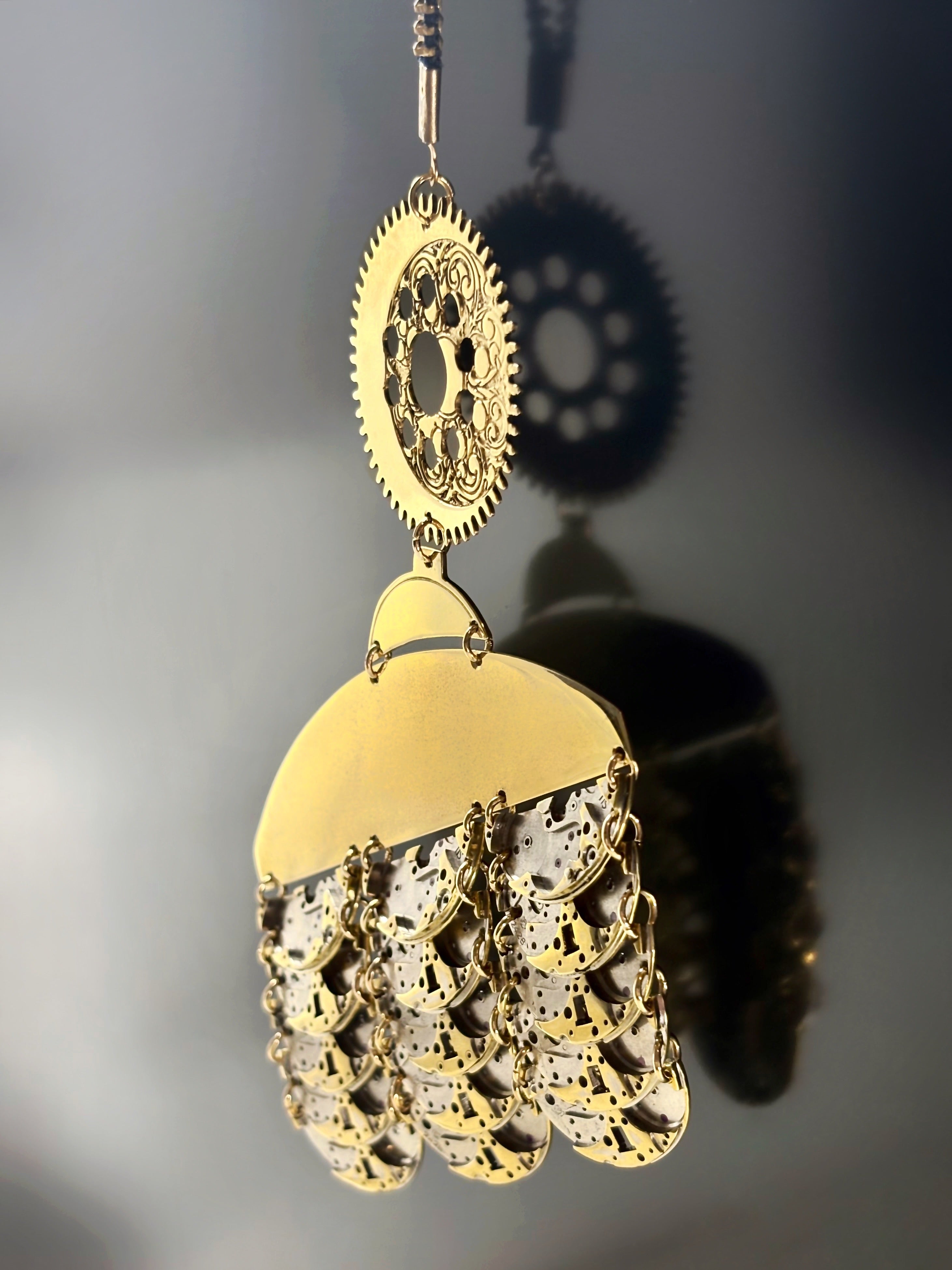Sculptural Bronze Necklace - Layered Modular Field - Bitácora Collection - Strata