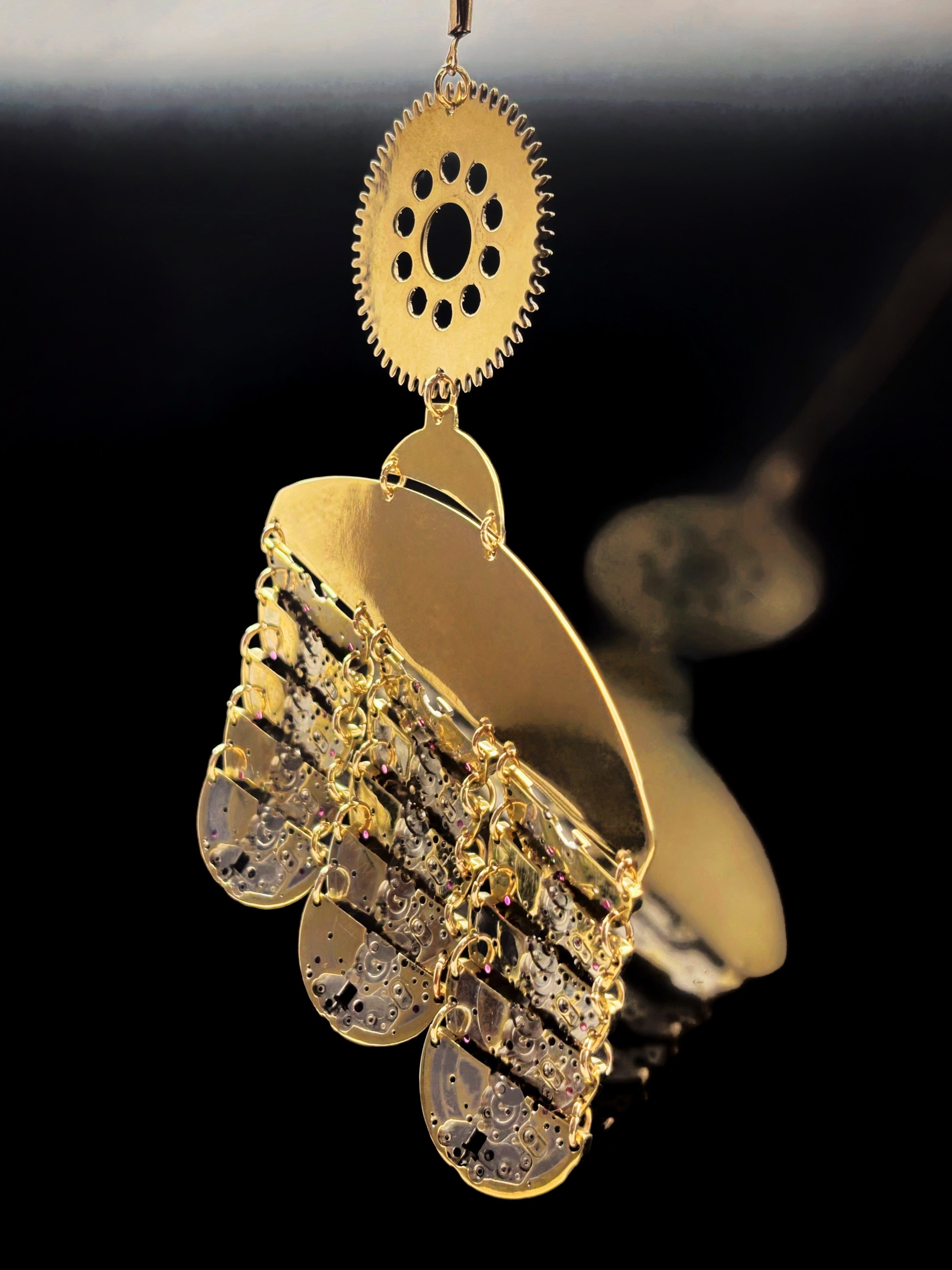 Sculptural Bronze Necklace - Layered Modular Field - Bitácora Collection - Strata