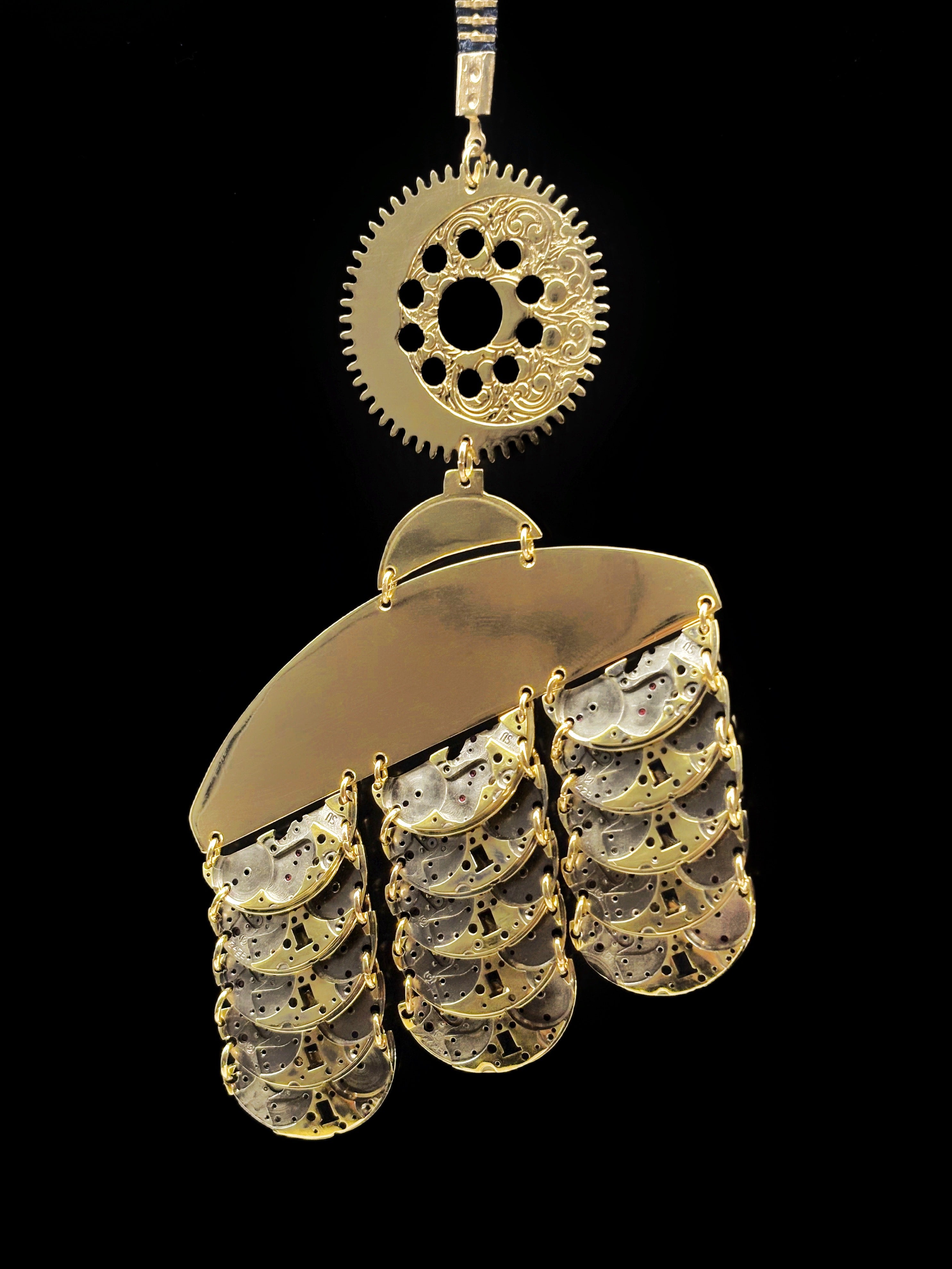 Sculptural Bronze Necklace - Layered Modular Field - Bitácora Collection - Strata