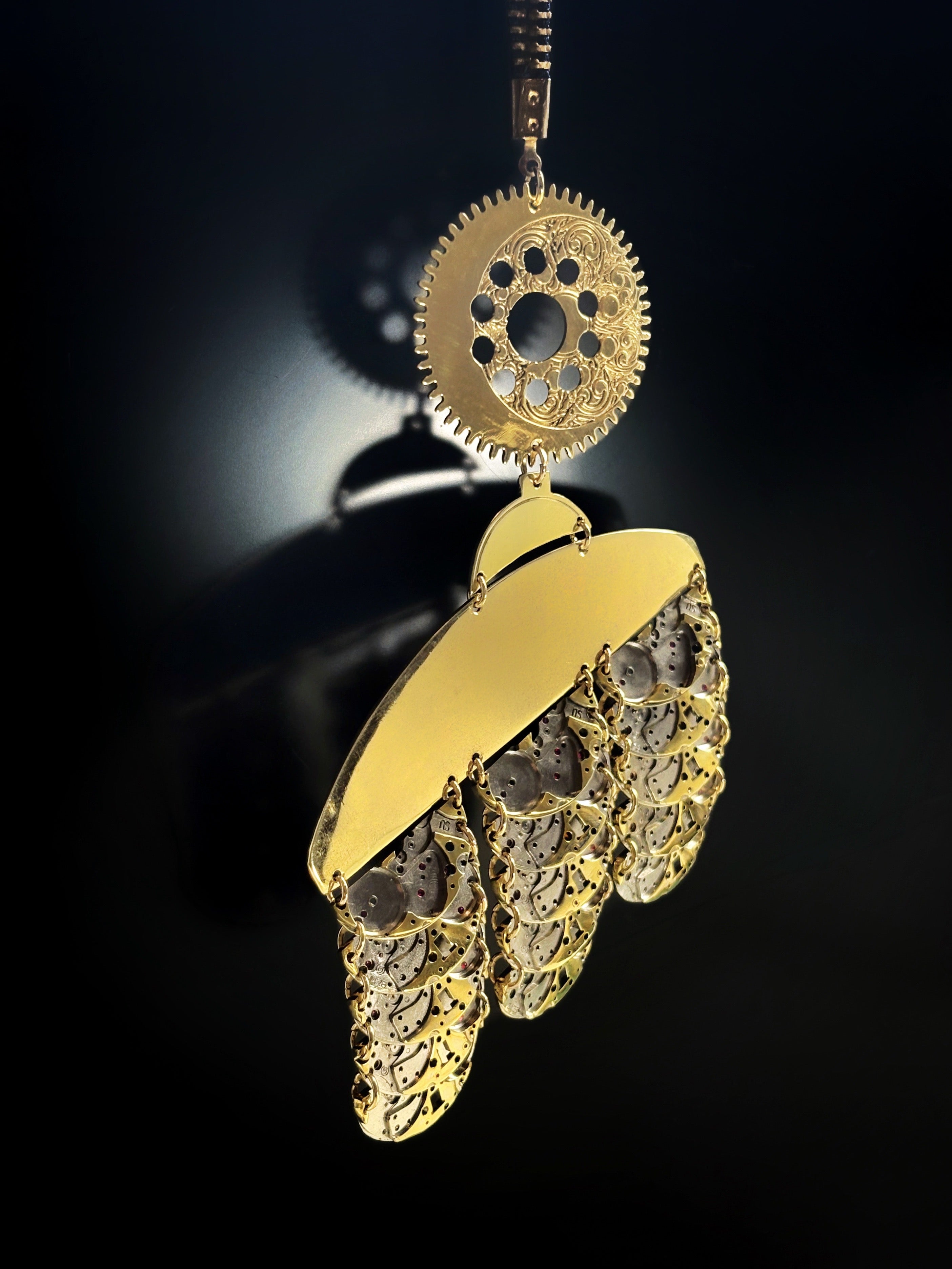 Sculptural Bronze Necklace - Layered Modular Field - Bitácora Collection - Strata