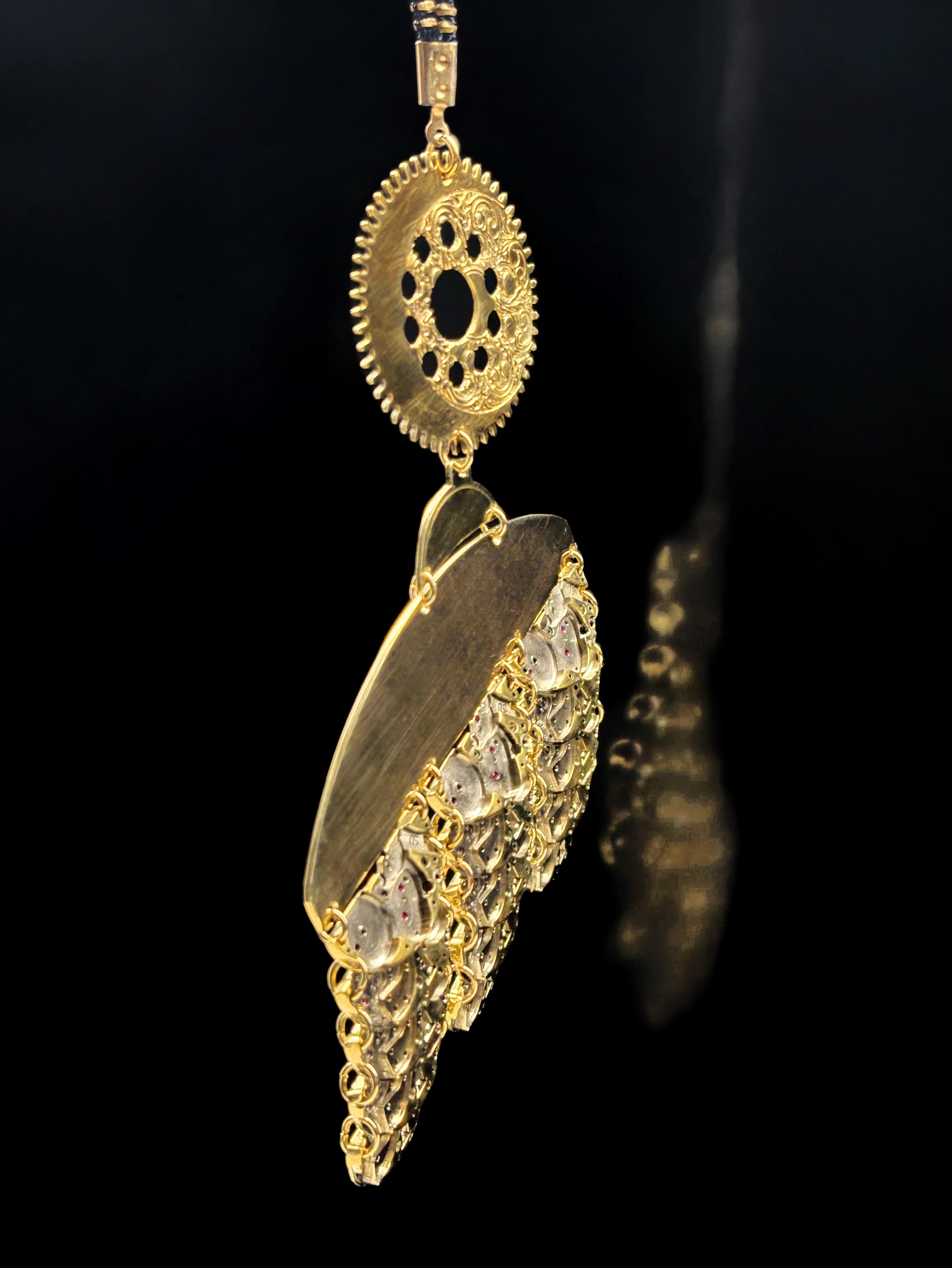 Sculptural Bronze Necklace - Layered Modular Field - Bitácora Collection - Strata