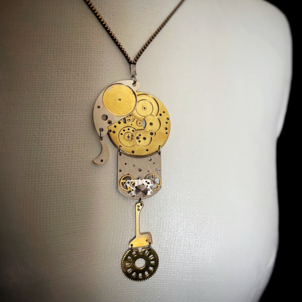 Bronze Mechanical Necklace - Figurative Sculptural Jewelry - One of a Kind Statement Piece - Bitácora Collection - Effigy -