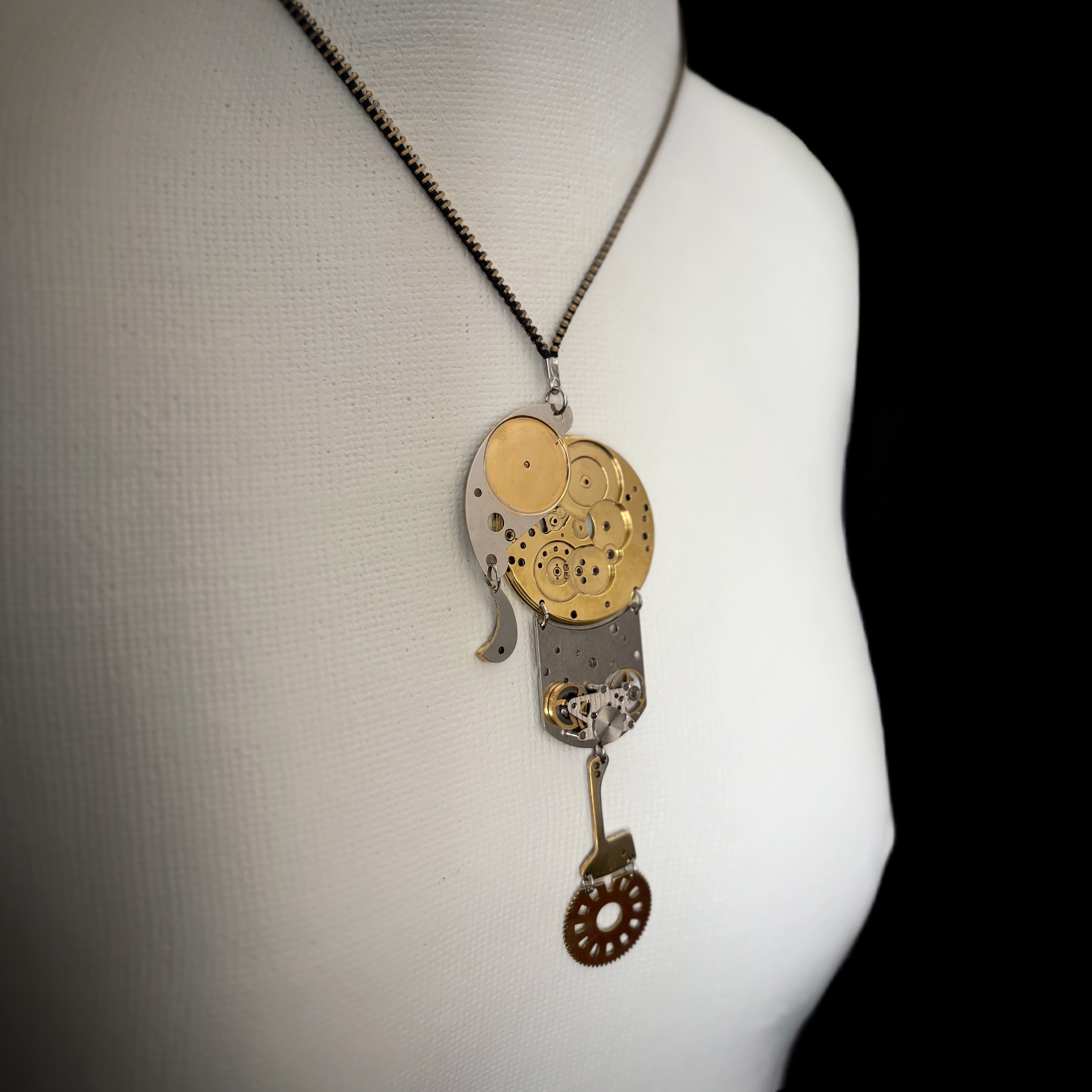 Bronze Mechanical Necklace - Figurative Sculptural Jewelry - One of a Kind Statement Piece - Bitácora Collection - Effigy -